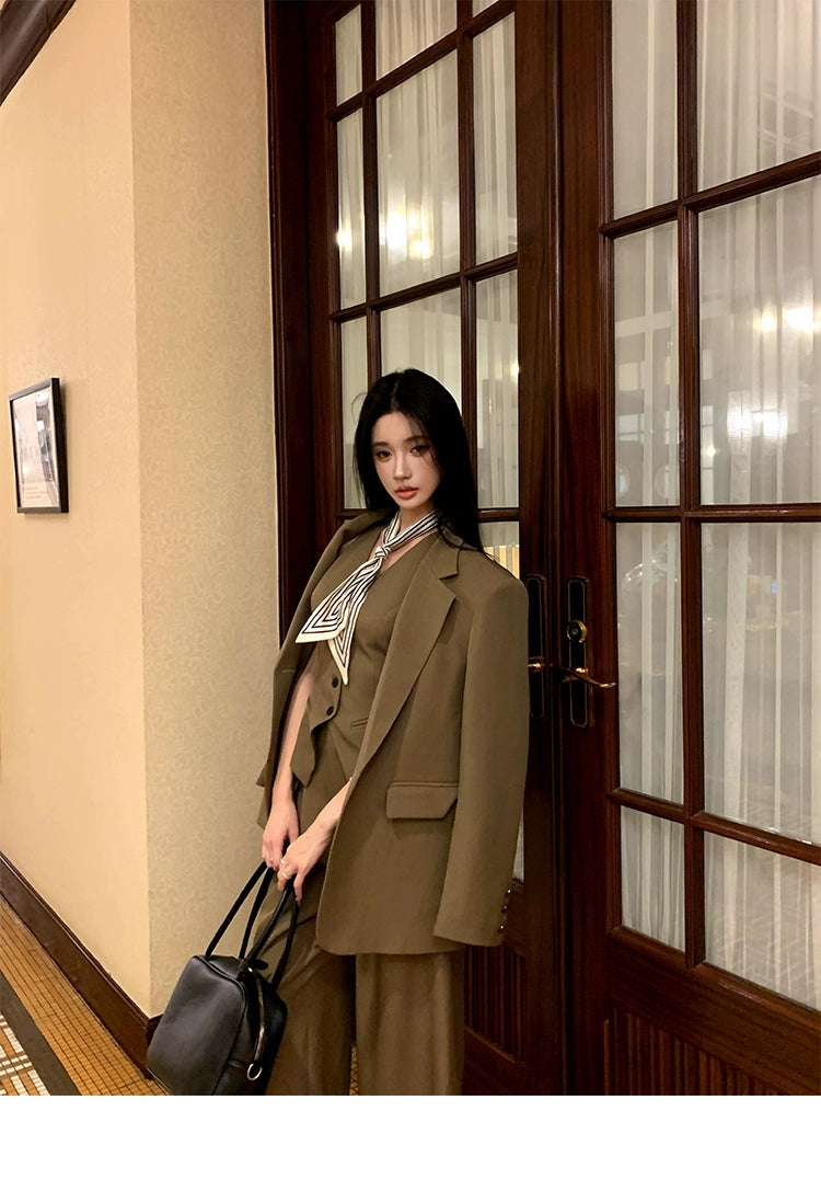 Vintage Blazer Vest Pants Set