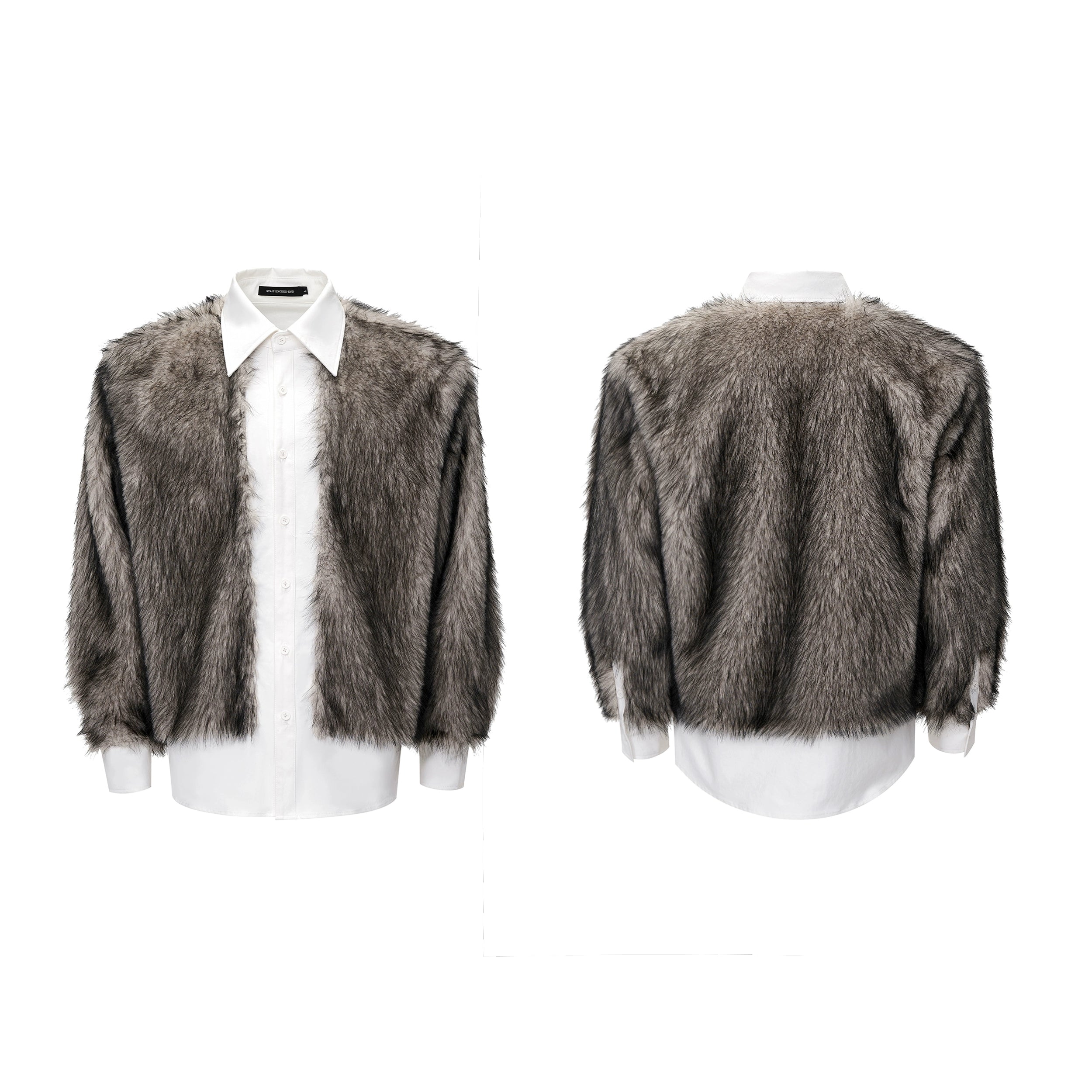 Faux Fur Patchwork Long Sleeve Shirt
