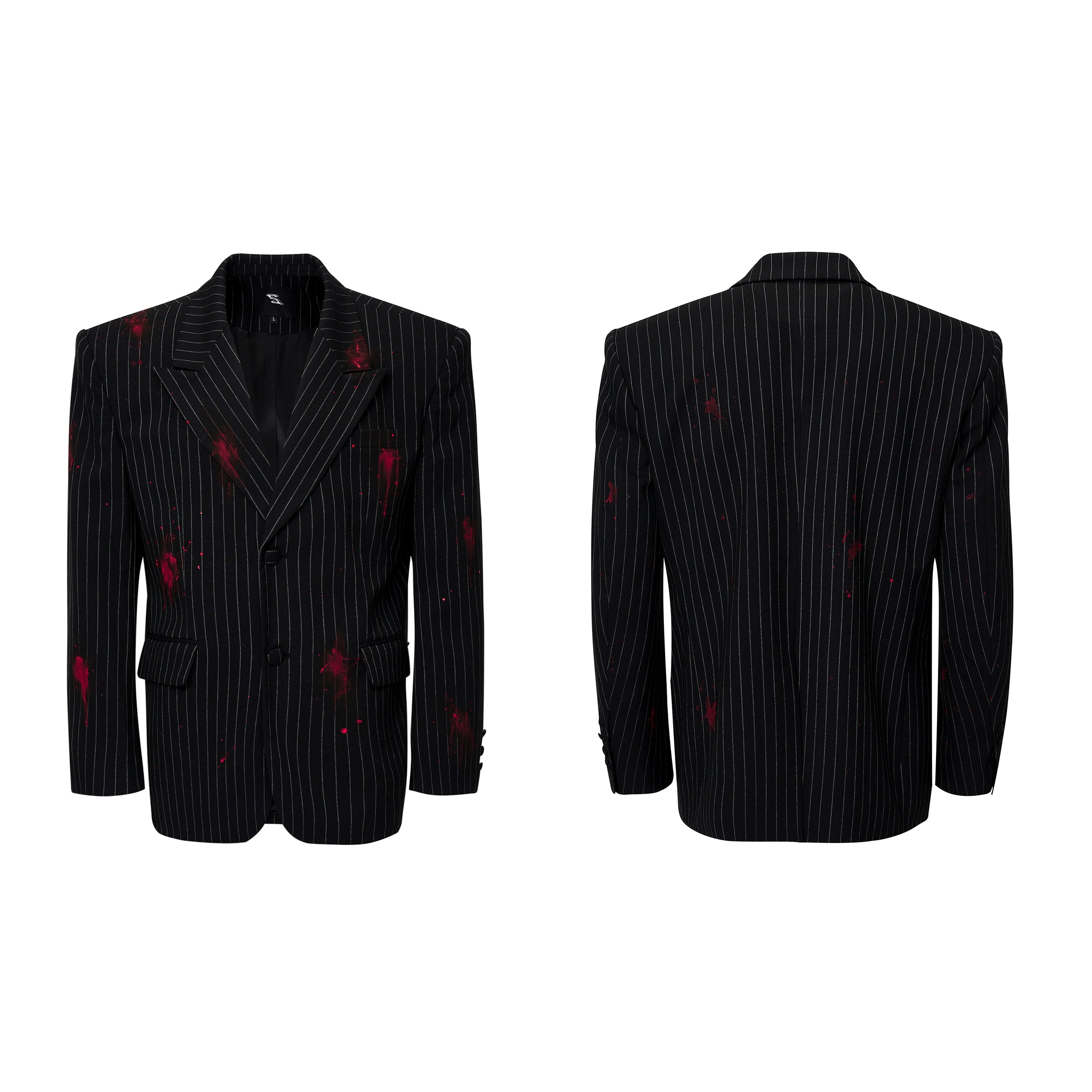 Pinstripe Slim Fit Blood Wash Suit Jacket