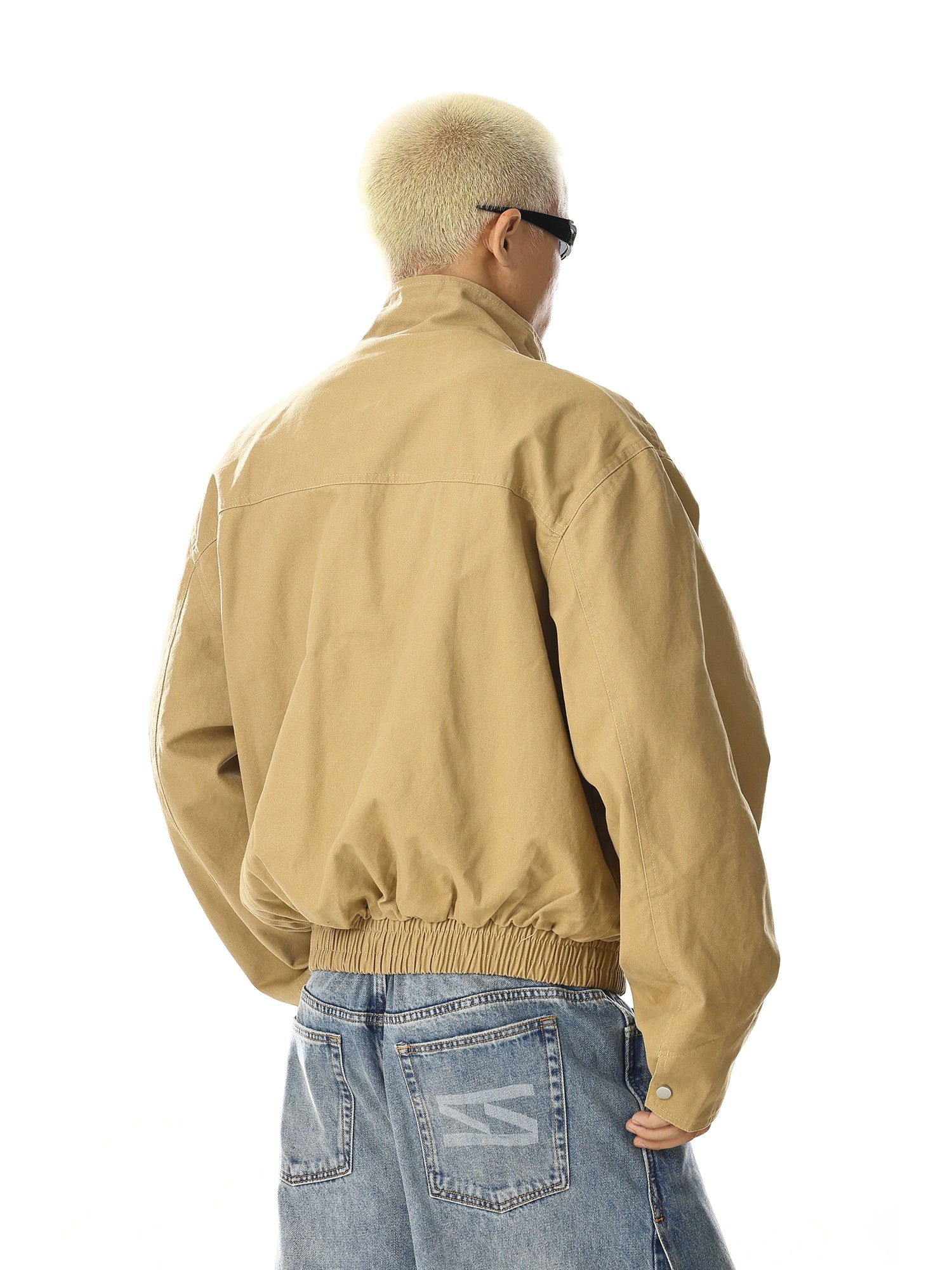 Vintage Stand Collar Flight Jacket with Cleanfit Utility Design