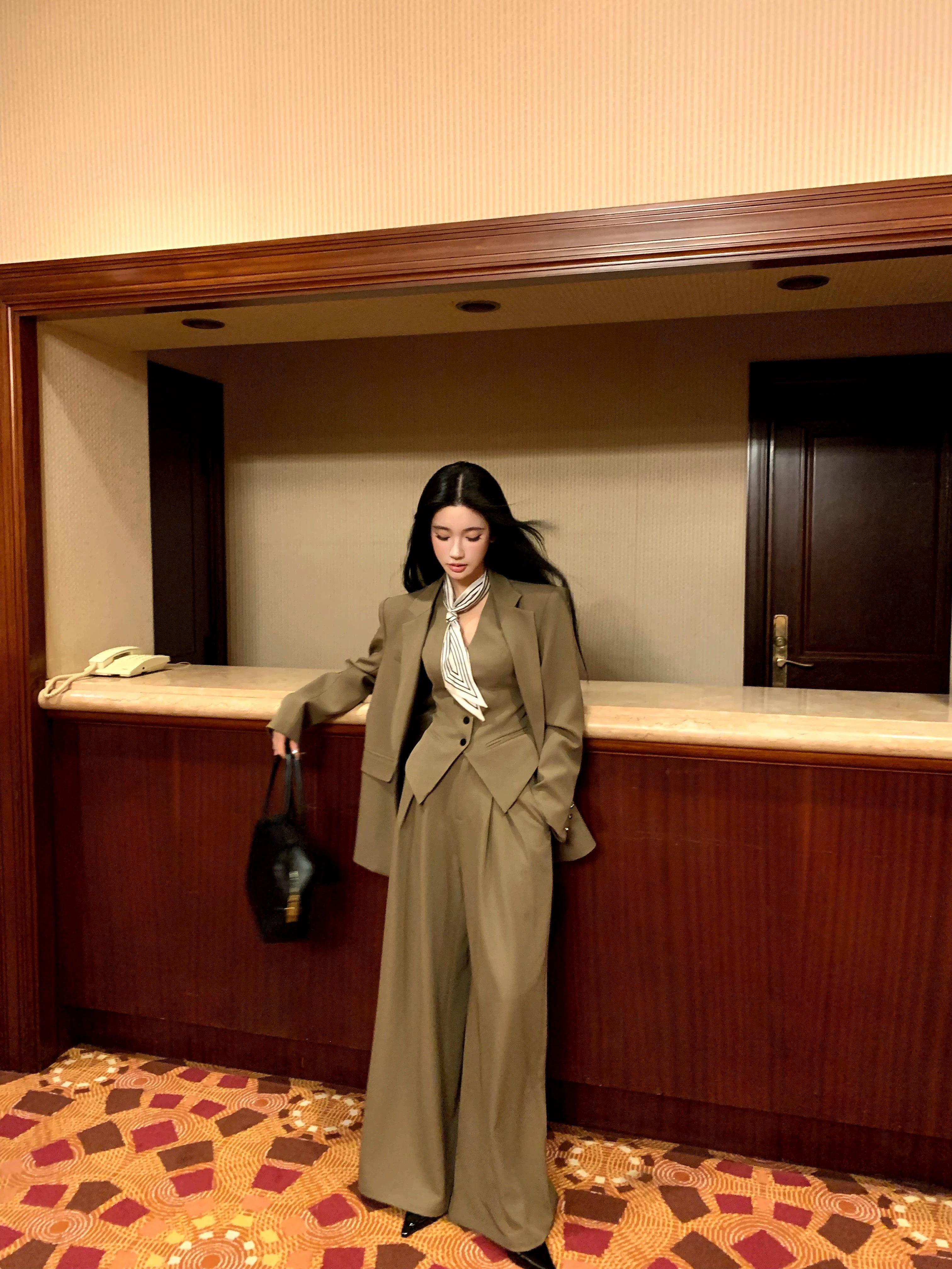 Vintage Blazer Vest Pants Set