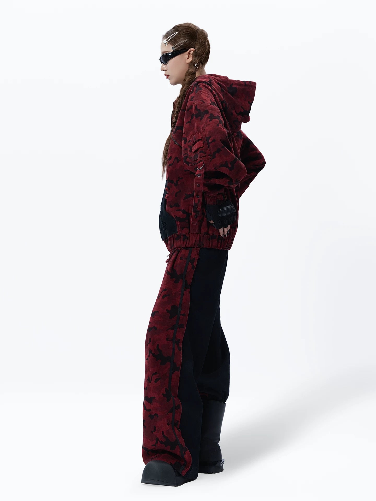 Sanhoostudio Distressed Camouflage Denim Jacket