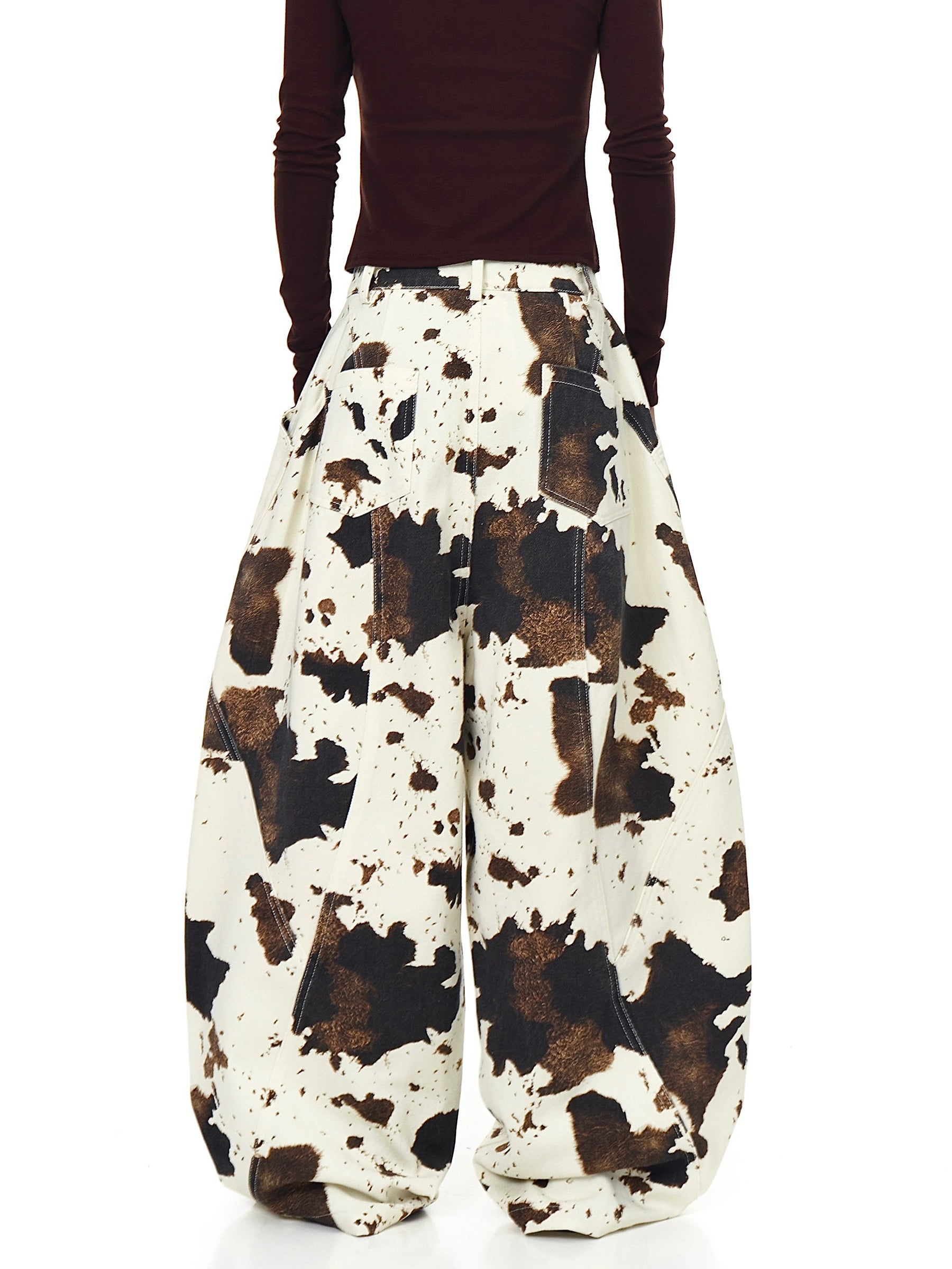 Washed Cow Camo Curved Denim Pants