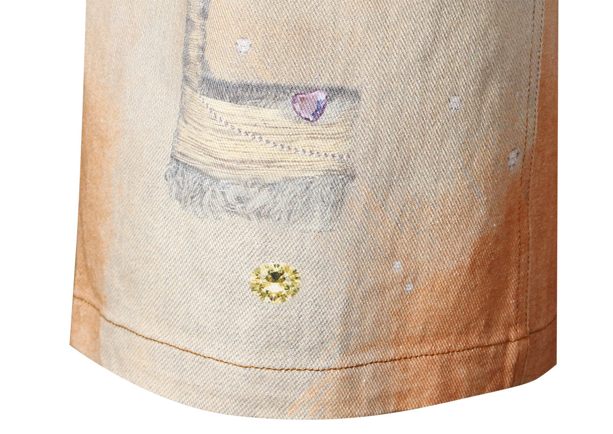 【25s Aug.】Vintage Chain Pattern Denim Jeans