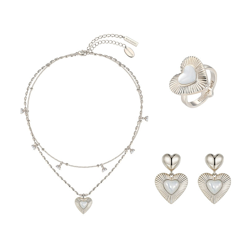 Double Layer Heart Mother of Pearl Necklace