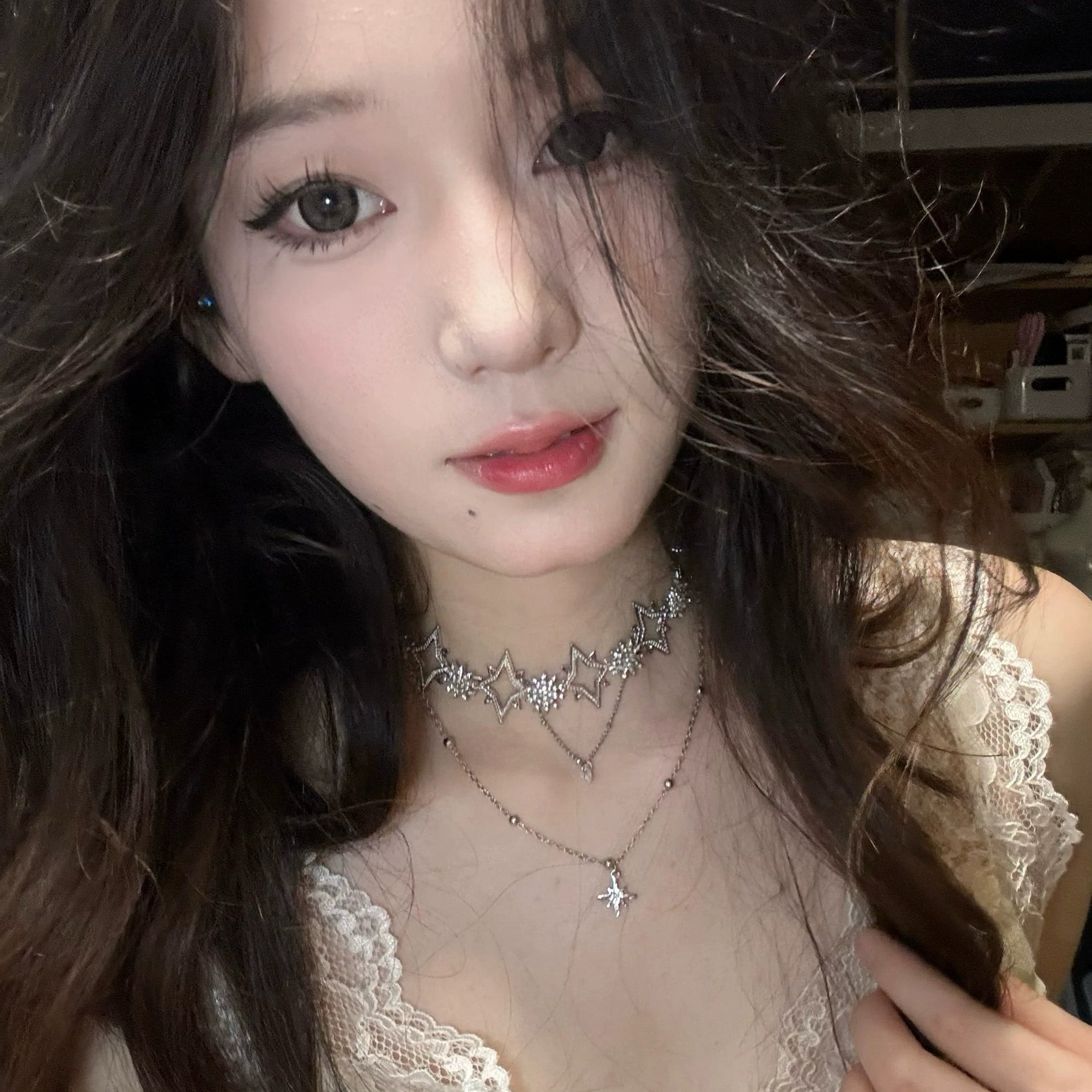 Star Zircon Double Layer Pendant Necklace