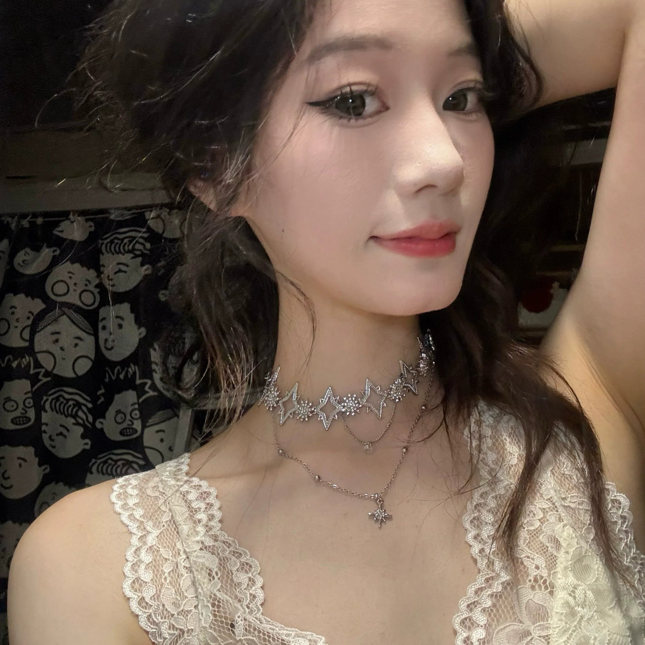 Star Zircon Double Layer Pendant Necklace