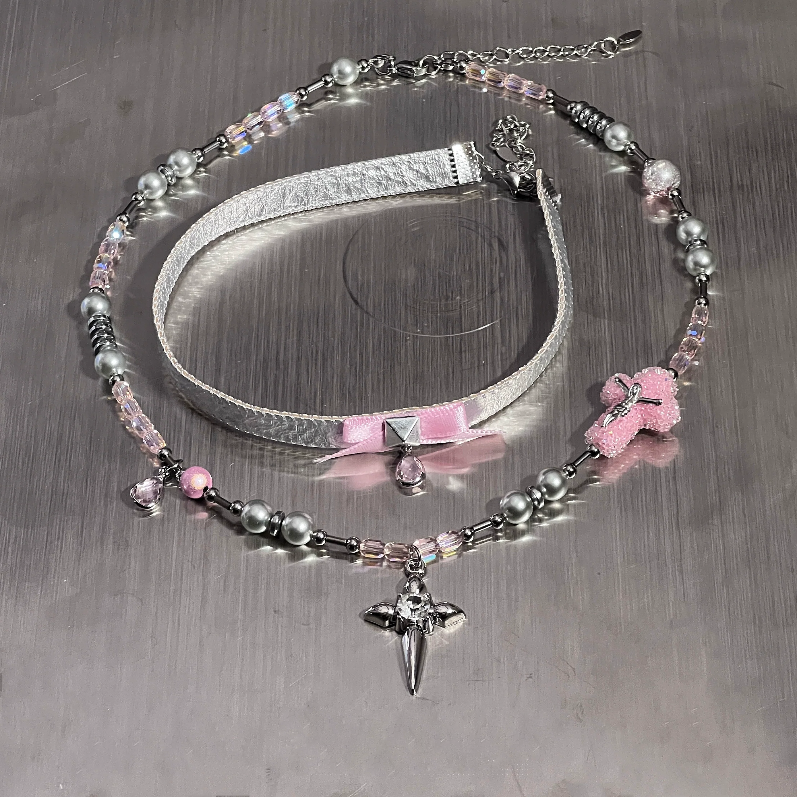 Mecha Cross Y2K Punk Choker Necklace