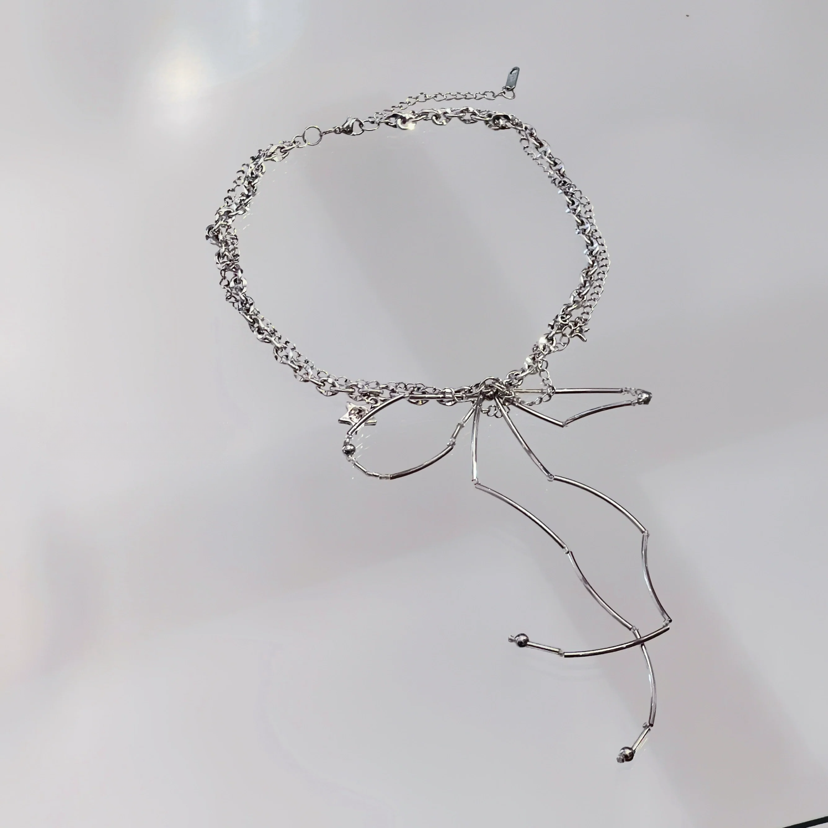 Flowing Ribbon Butterfly Collar Necklace