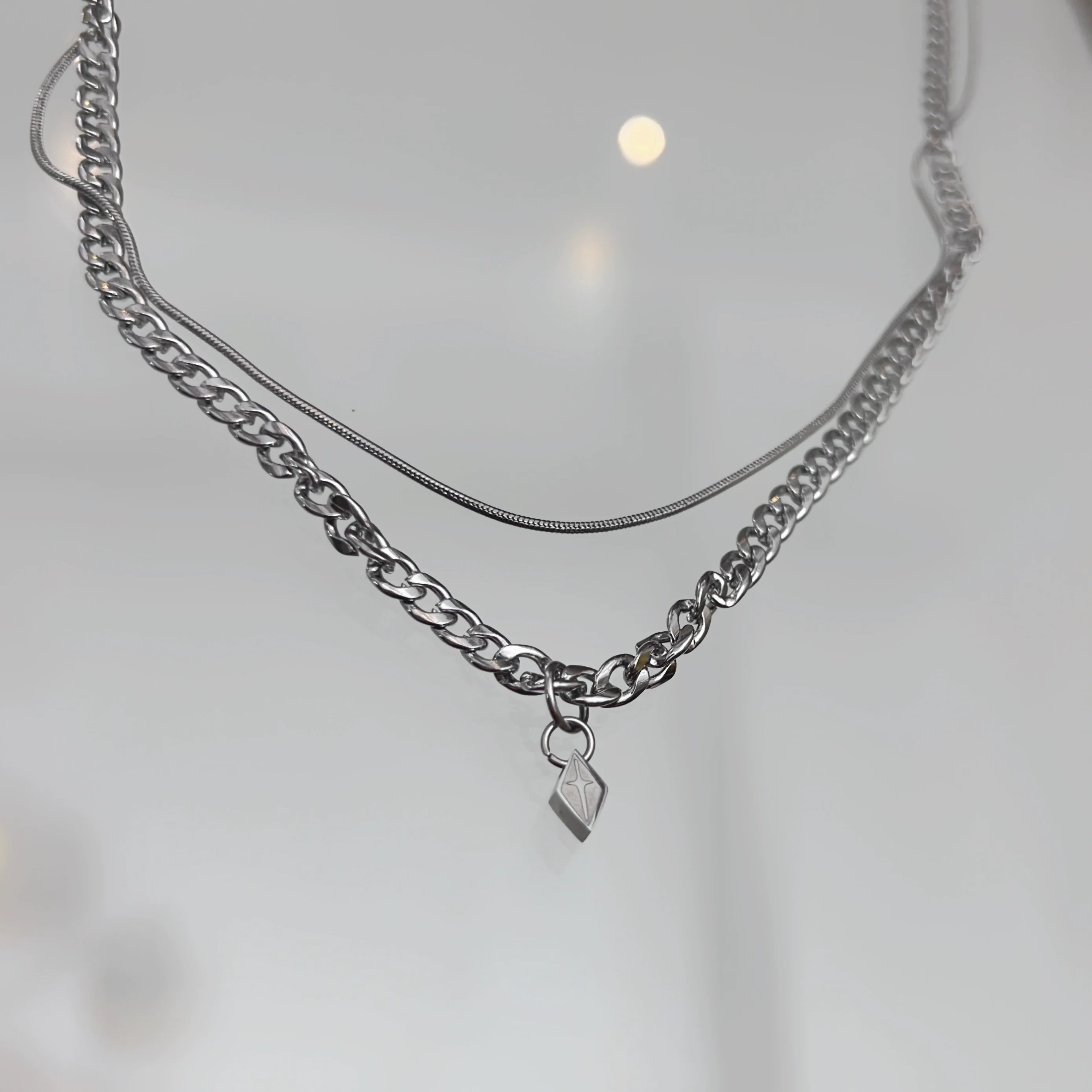 Hip-Hop Double Layer Titanium Steel Necklace