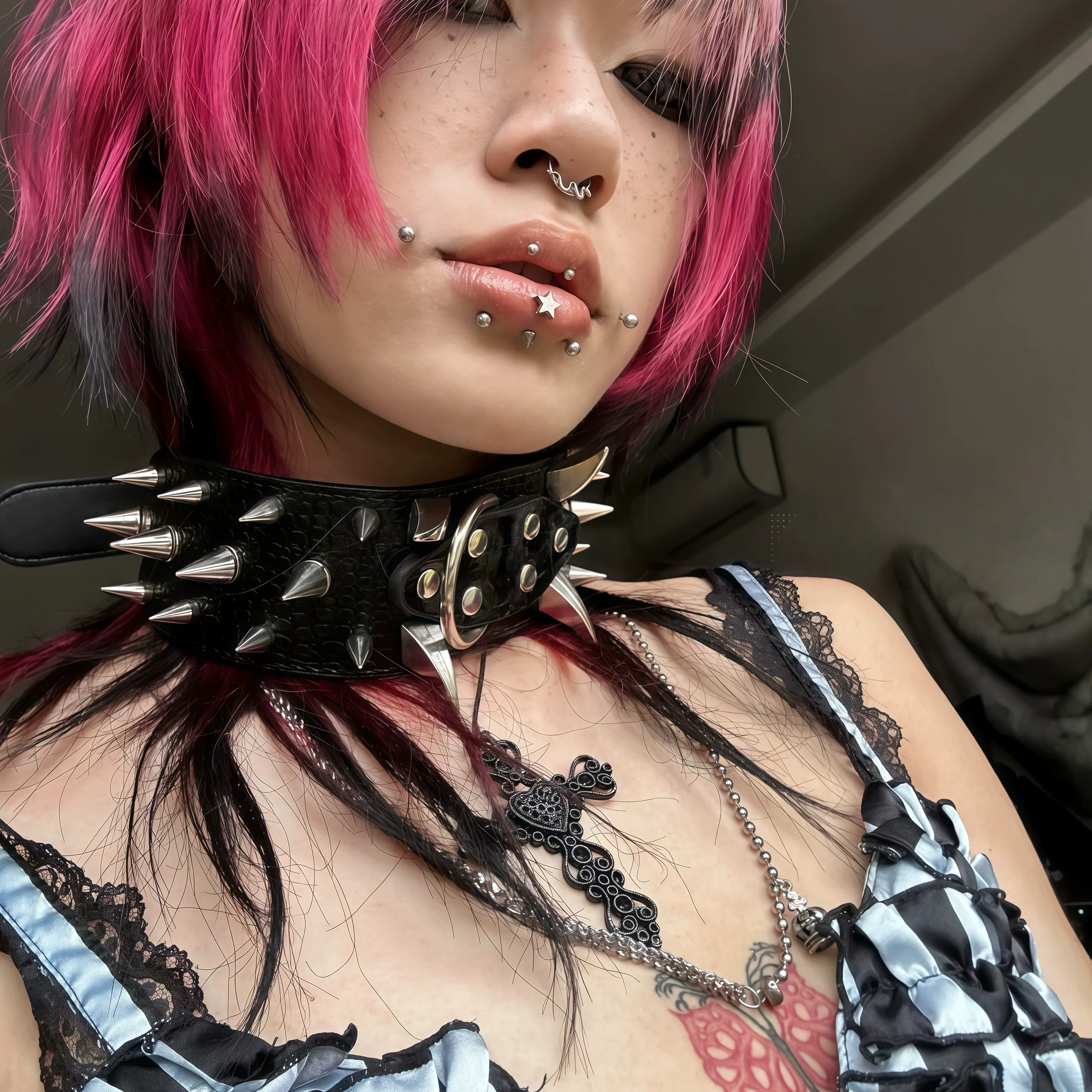 Studded Leather Punk Choker Y2K Necklace
