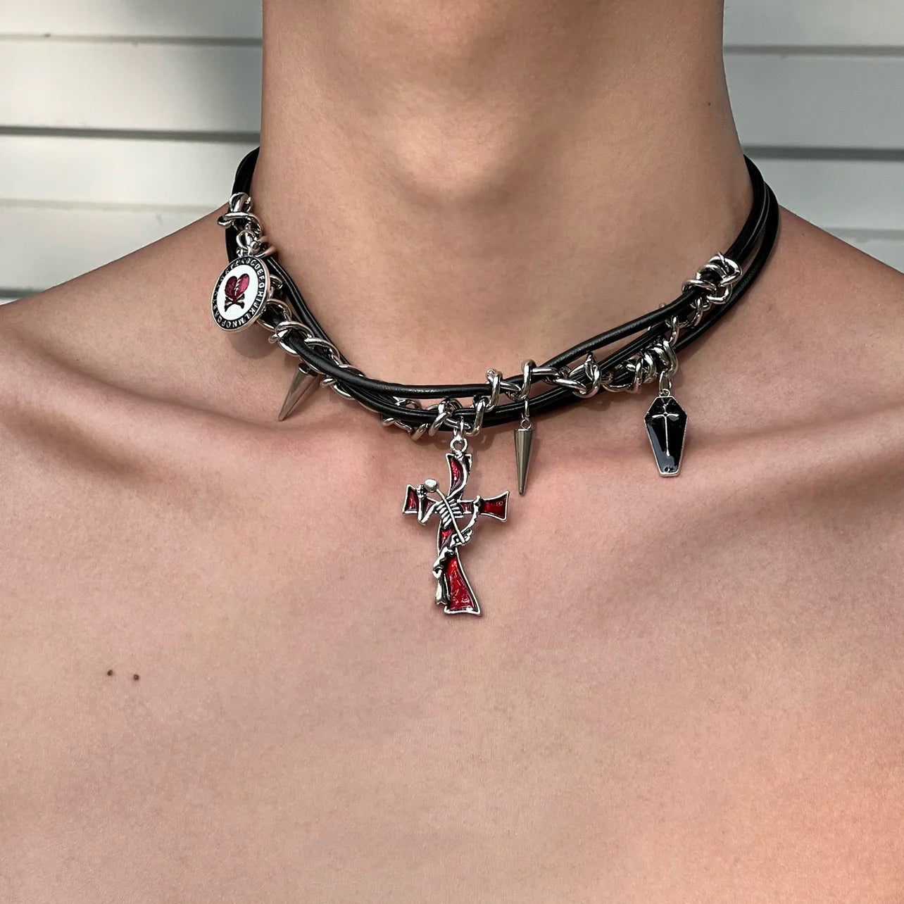 Irregular Cross Dark Punk Multi-Layer Necklace