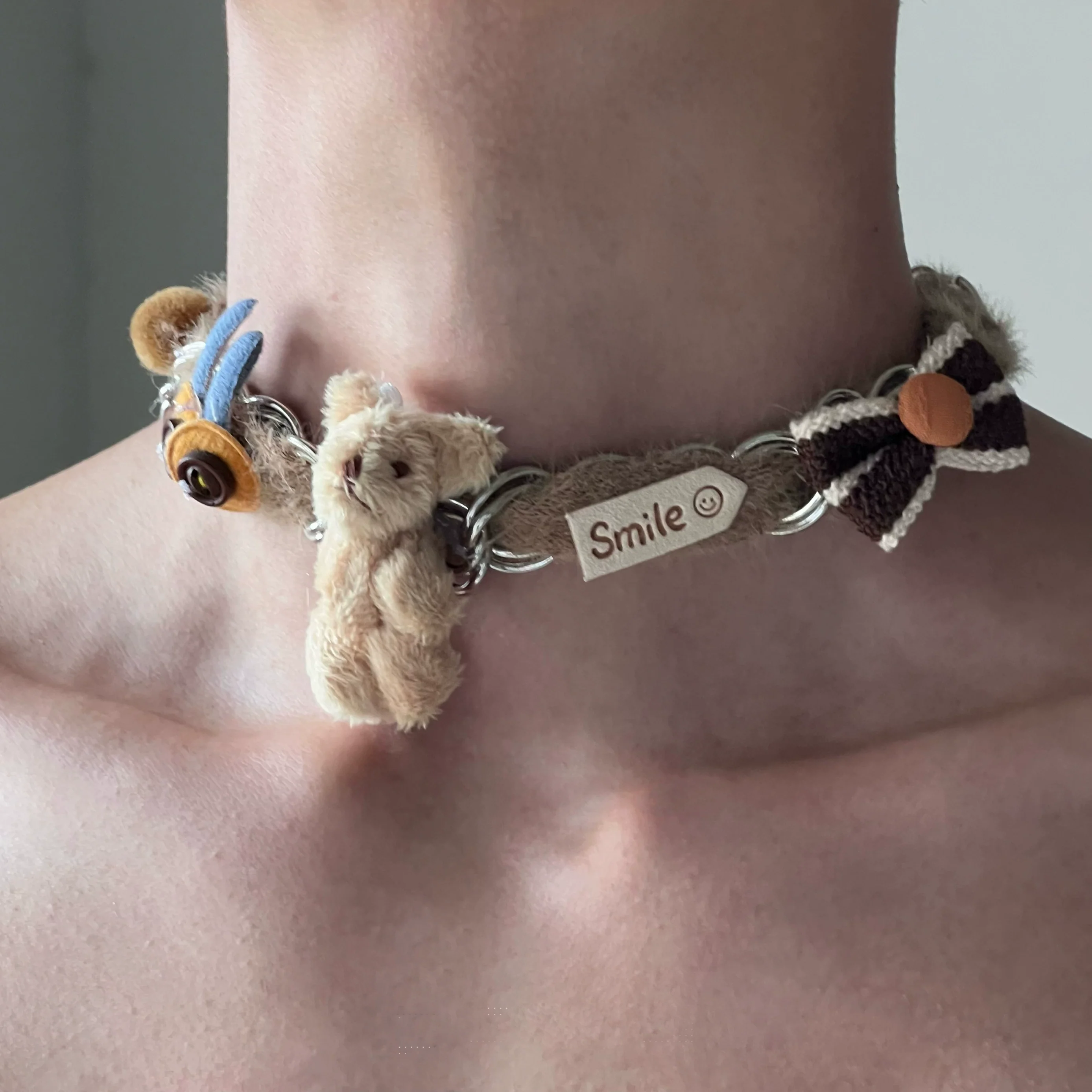 Plush Bear Bow Cartoon Choker Necklace