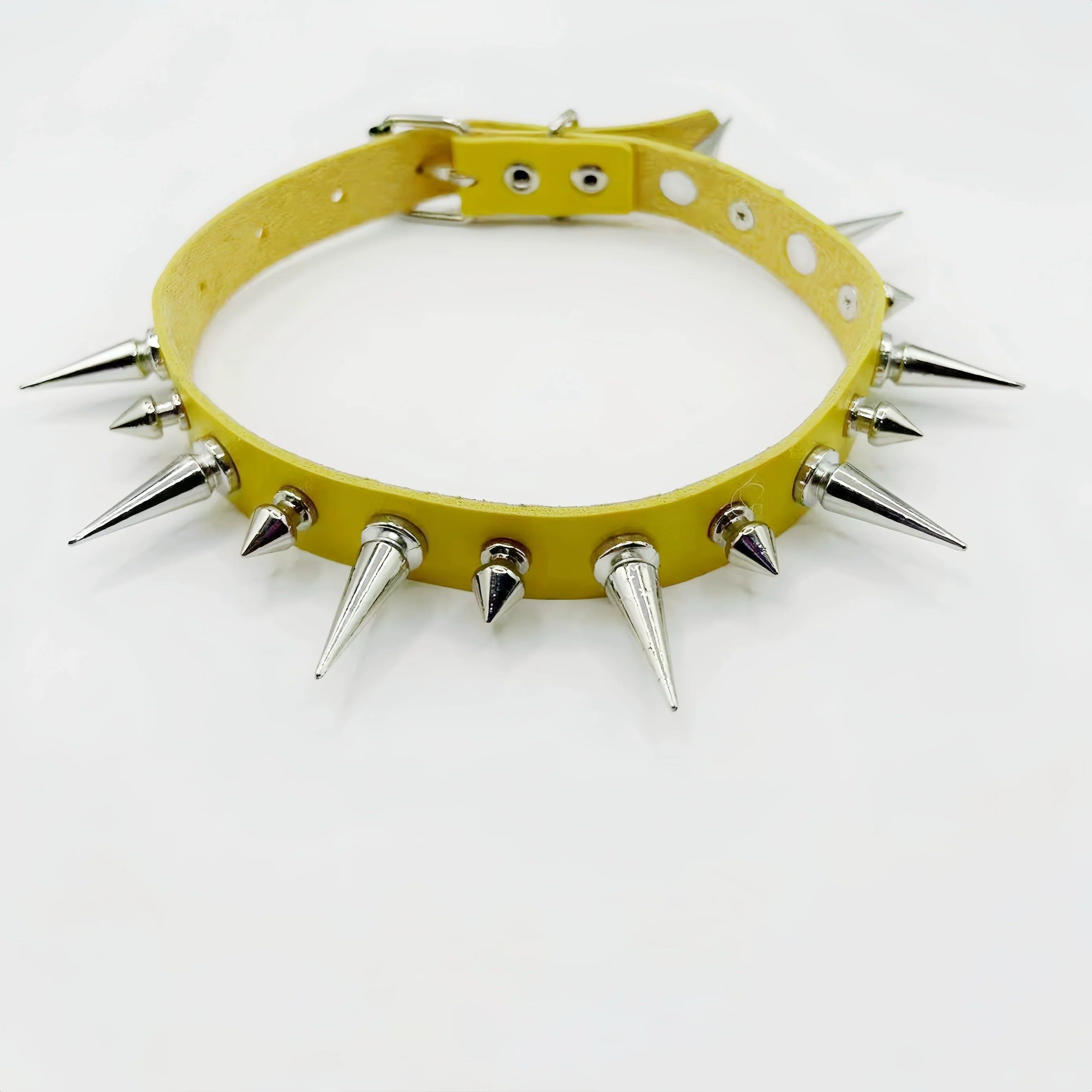 Discover Sanhoostudio’s rock studded punk leather choker, blending Y2K subculture aesthetics with bold metal detailing for a rebellious, fashion-forward accessory that elevates streetwear outfits.