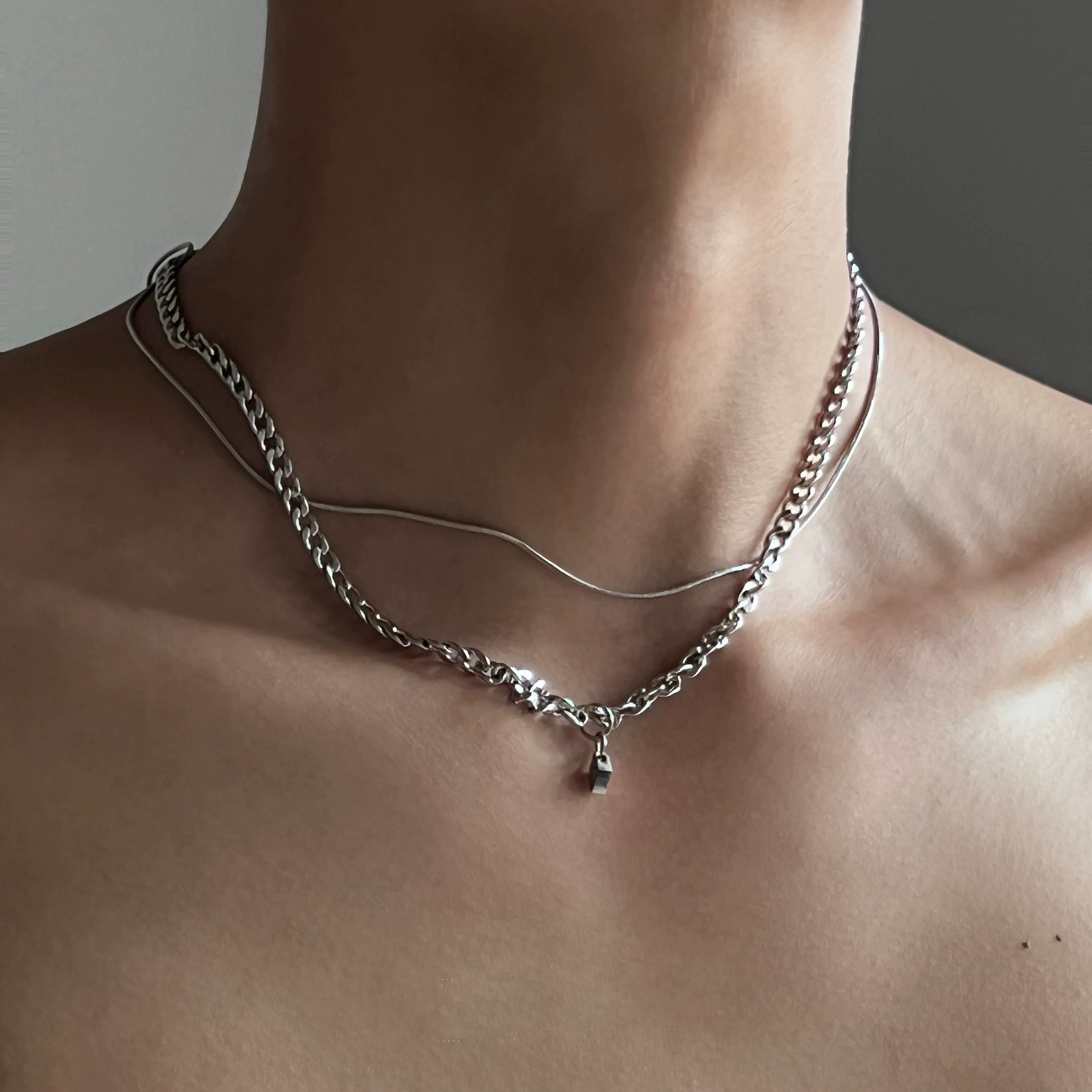 Hip-Hop Double Layer Titanium Steel Necklace