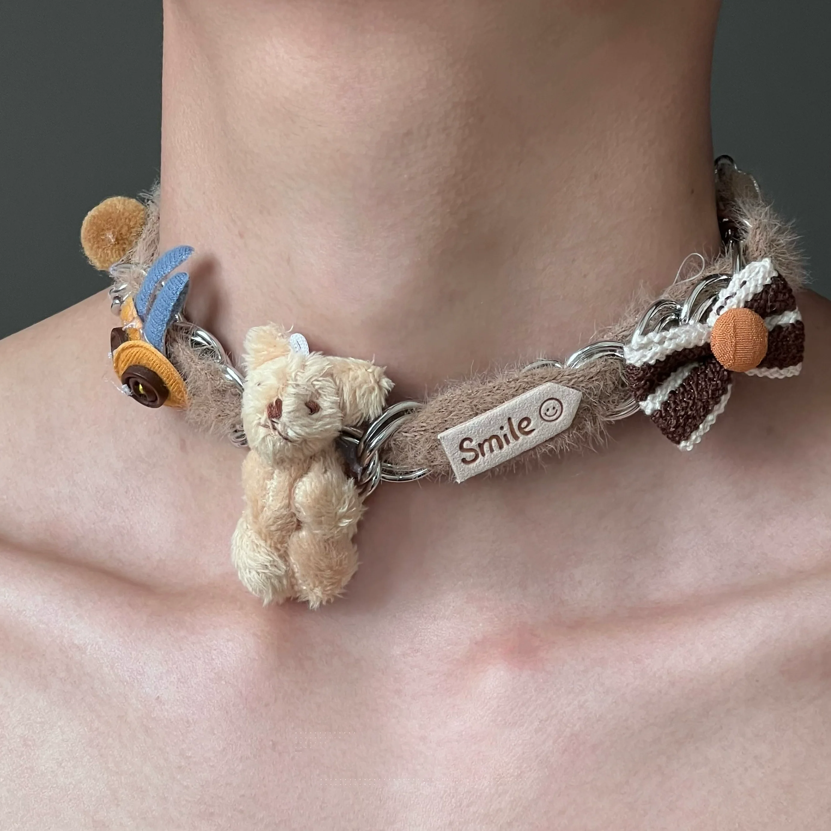 Plush Bear Bow Cartoon Choker Necklace