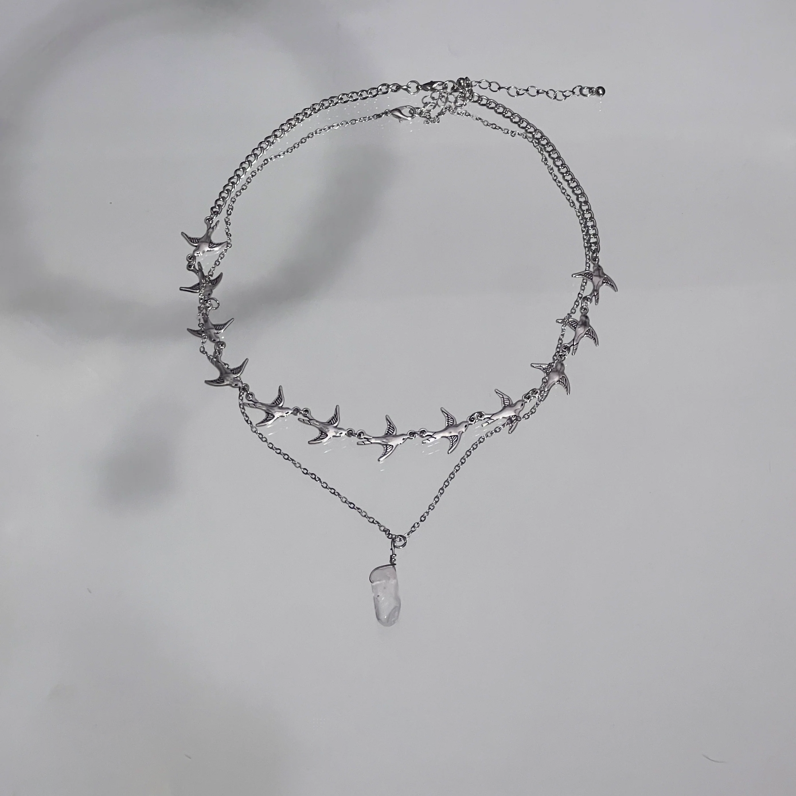 Flying Bird Stone Double-Layer Necklace