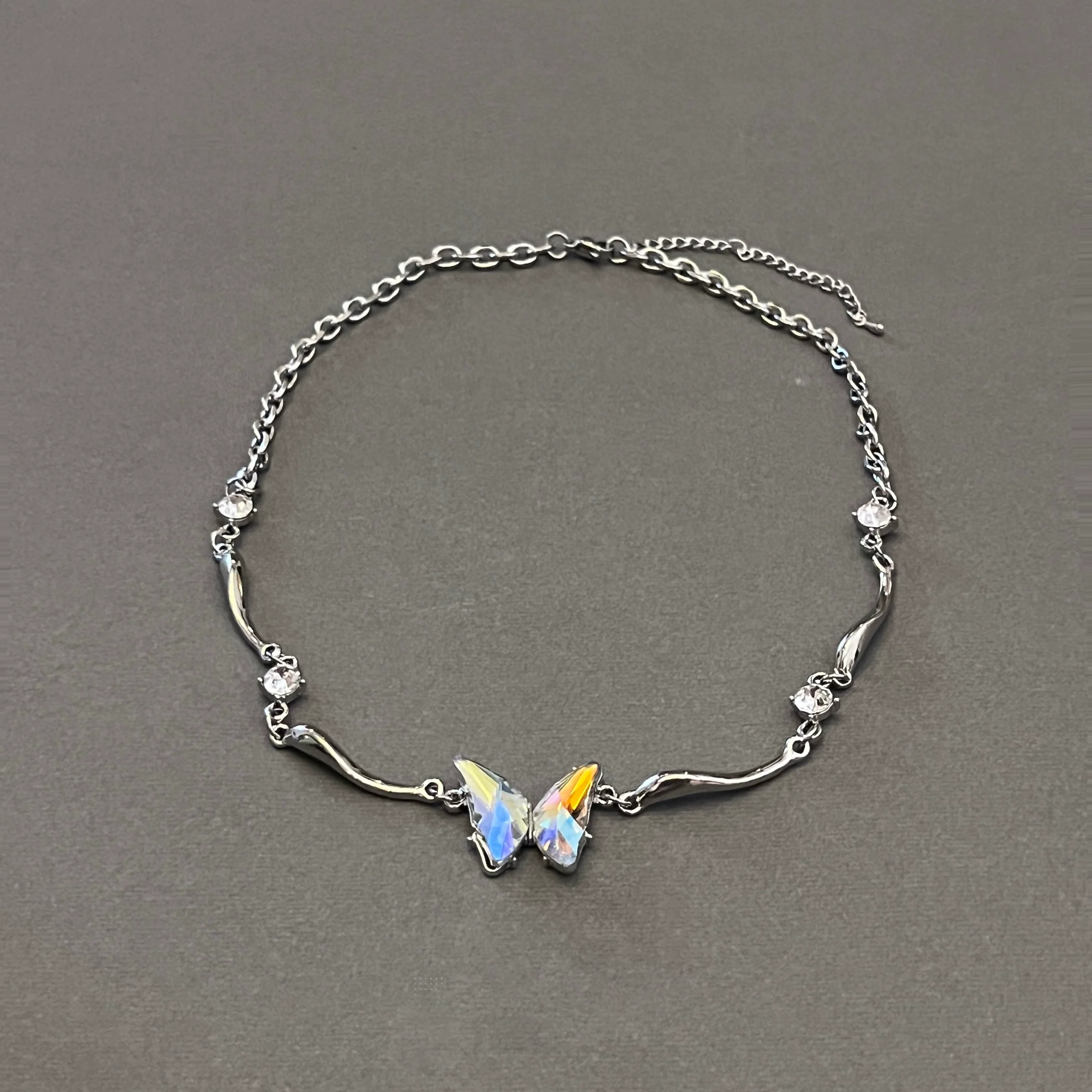 Gradient Butterfly Irregular Metal Necklace