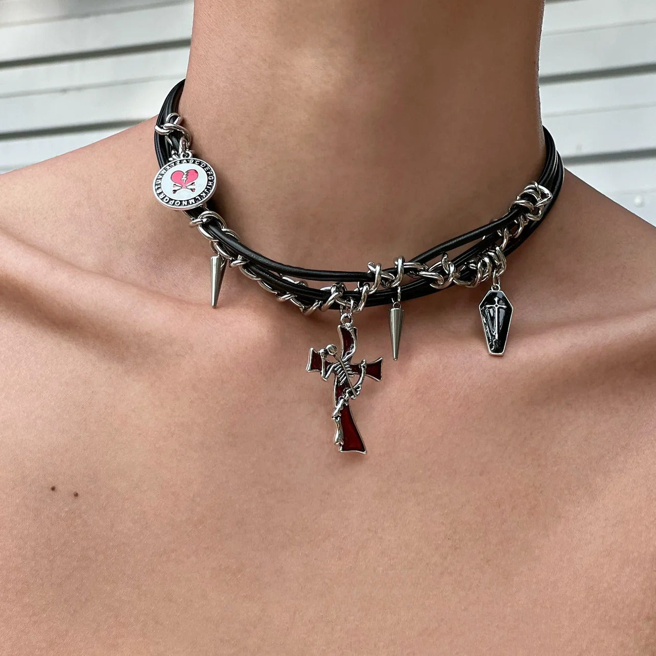 Irregular Cross Dark Punk Multi-Layer Necklace