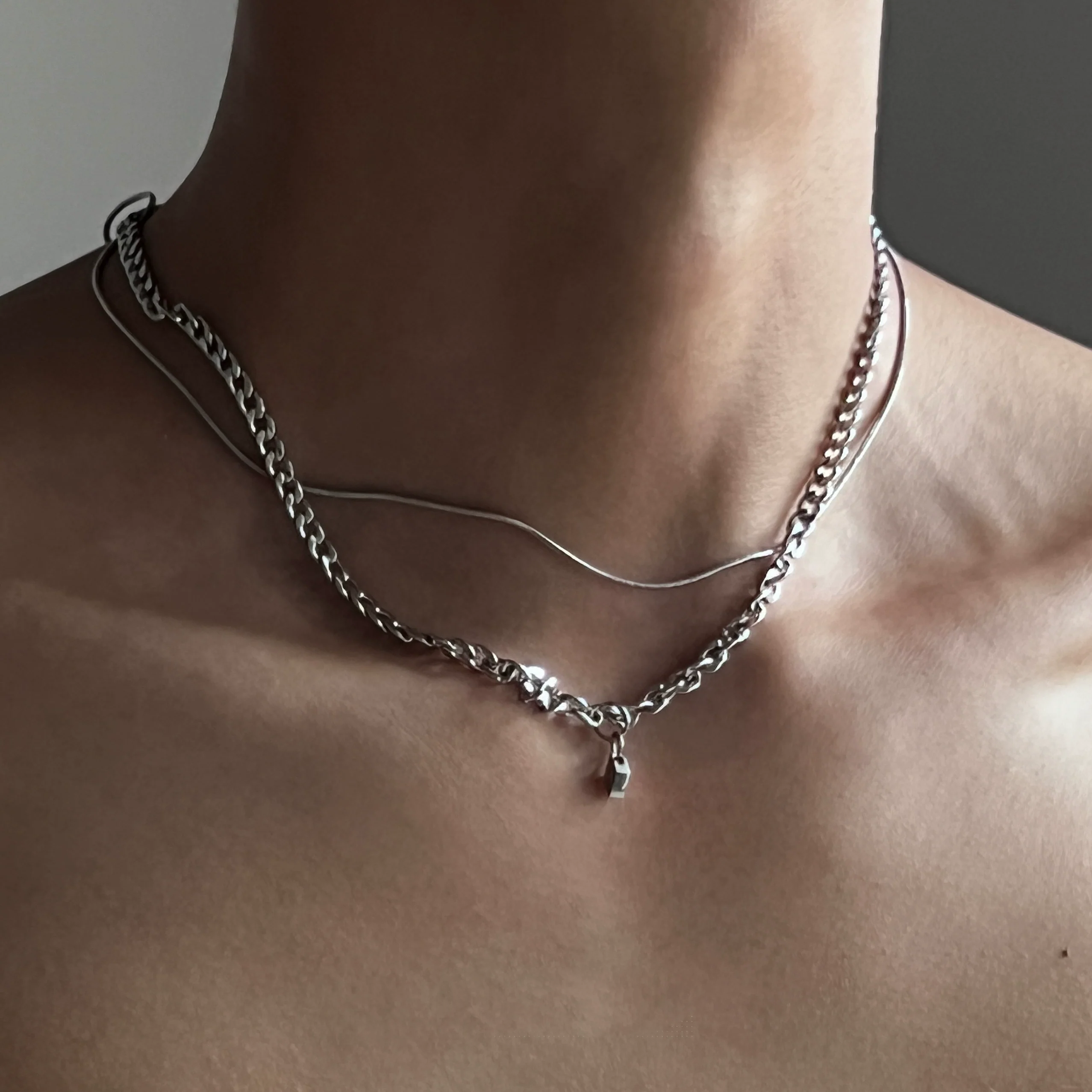 Hip-Hop Double Layer Titanium Steel Necklace