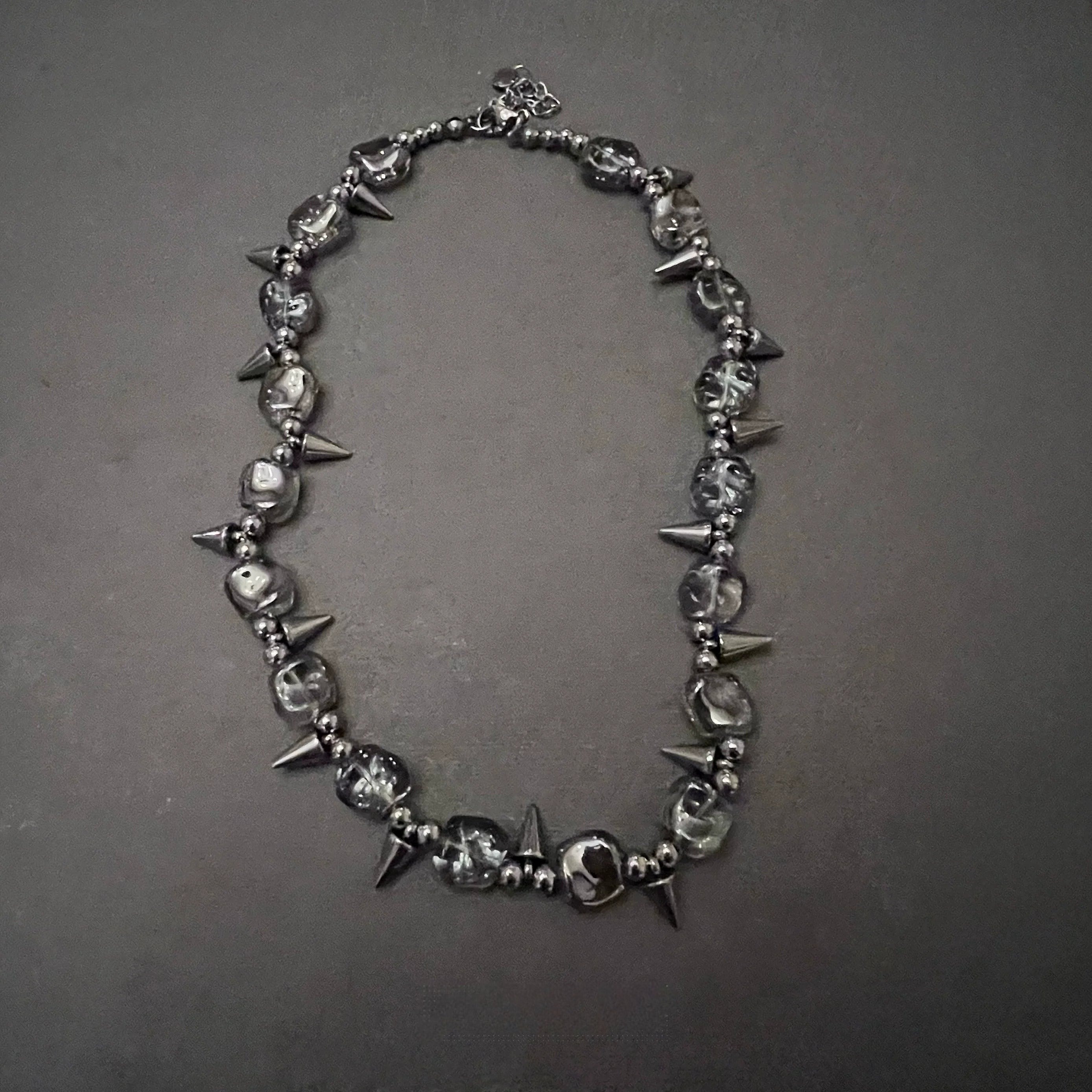 Irregular Studded Dark Punk Necklace