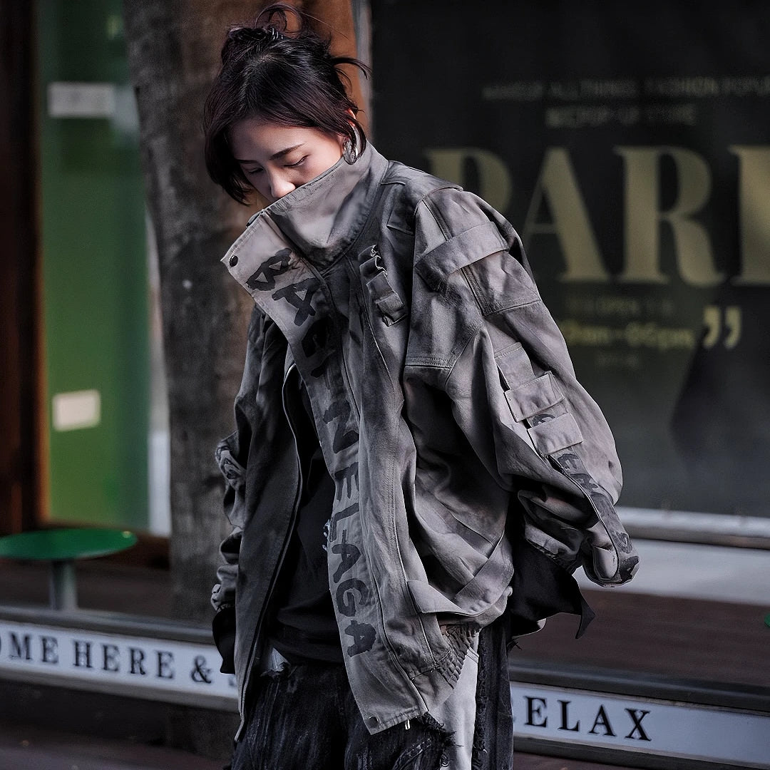 Handcrafted with mud-dye texture, graffiti brushwork, and vintage wash, this denim jacket merges artisanal distressing with high-street attitude. A raw masterpiece from SanhooStudio’s rebel atelier.