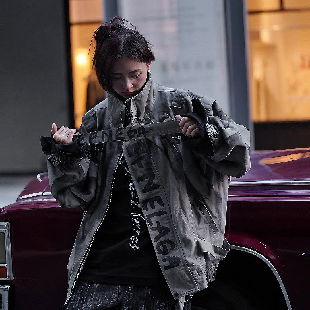 Handcrafted with mud-dye texture, graffiti brushwork, and vintage wash, this denim jacket merges artisanal distressing with high-street attitude. A raw masterpiece from SanhooStudio’s rebel atelier.