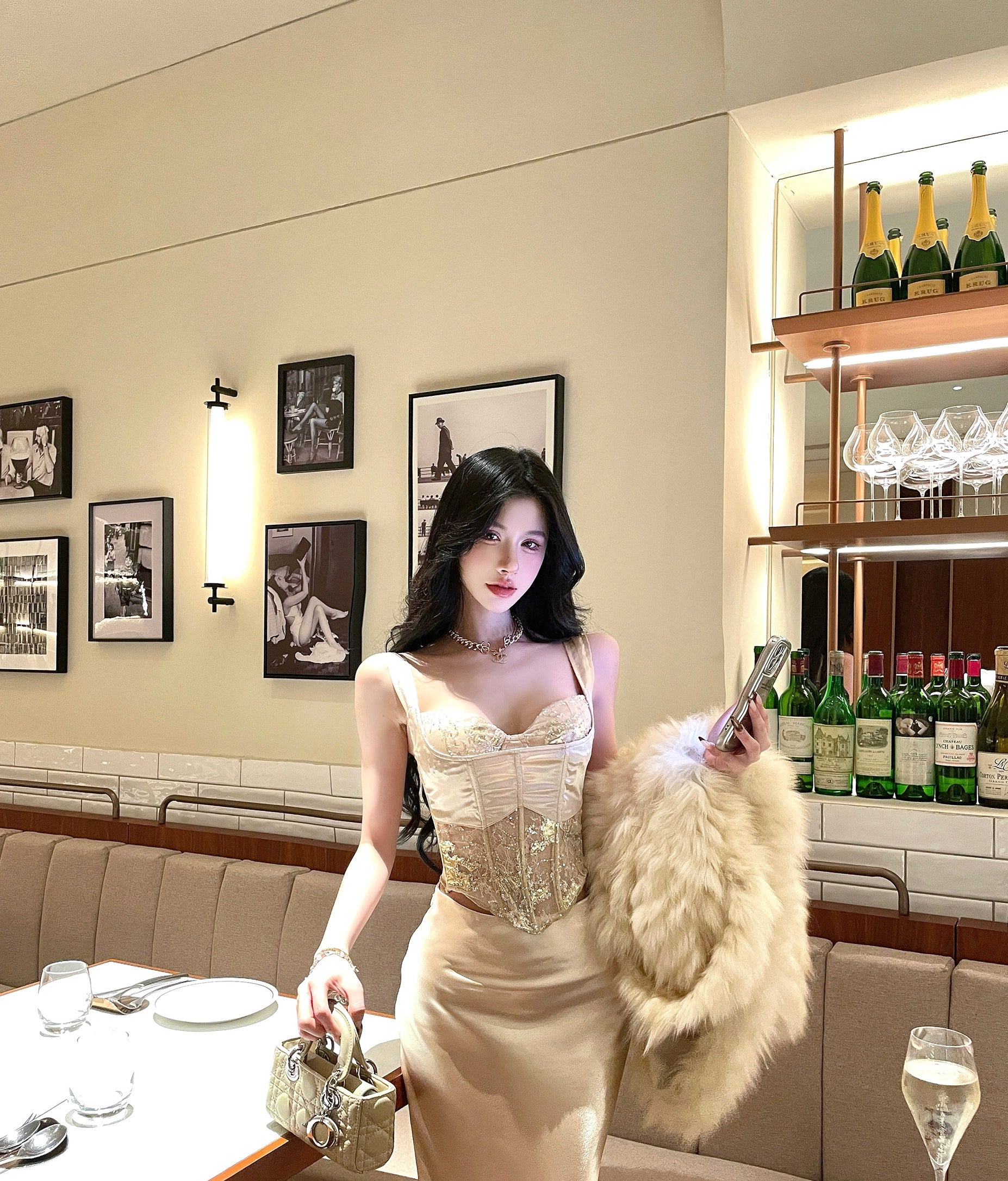 Elegant Vintage Corset Skirt Set