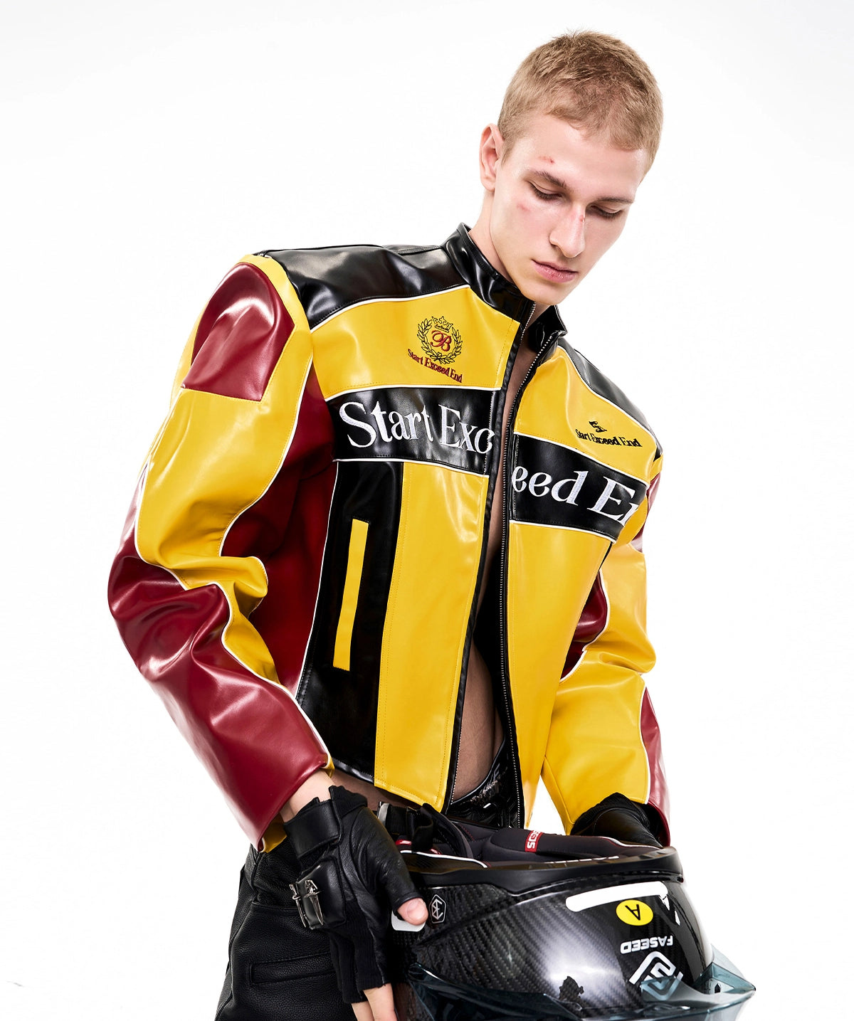 Porsche Colorblock Embroidered Moto Jacket