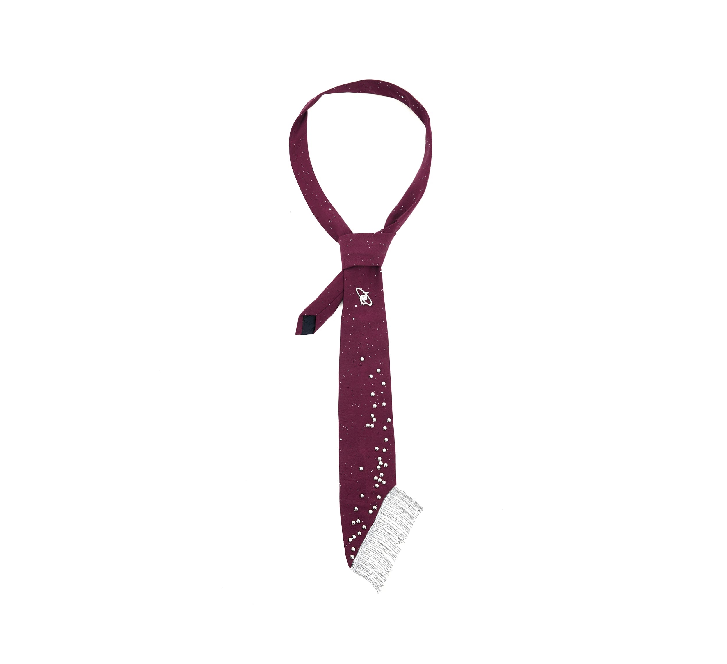 Metal Studded Tassel Tie Accessory