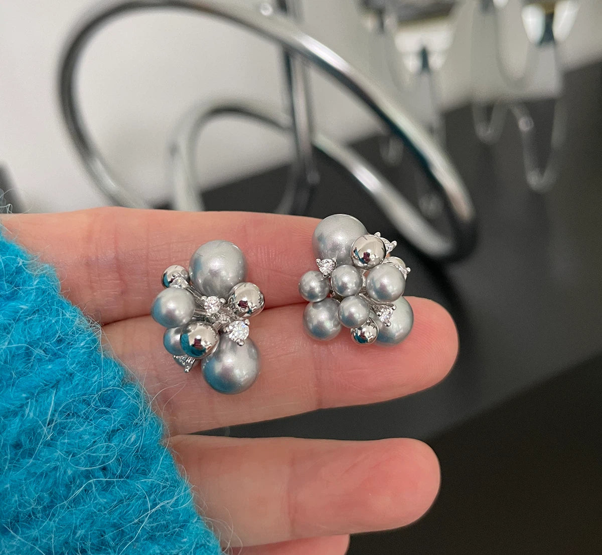 Long Layered Pearl Necklace with OT Clasp