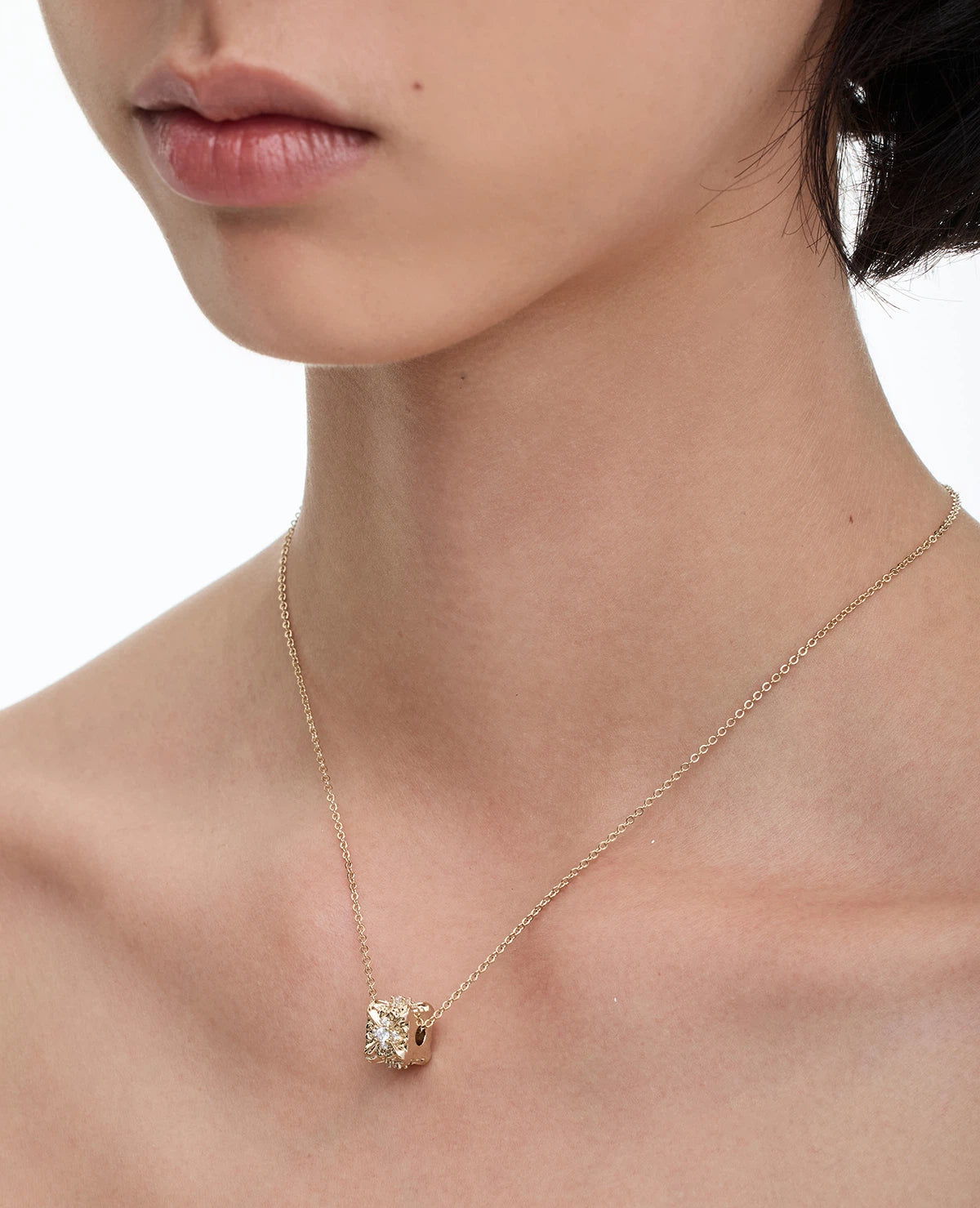 Iris Flower Square Pendant Minimal Necklace