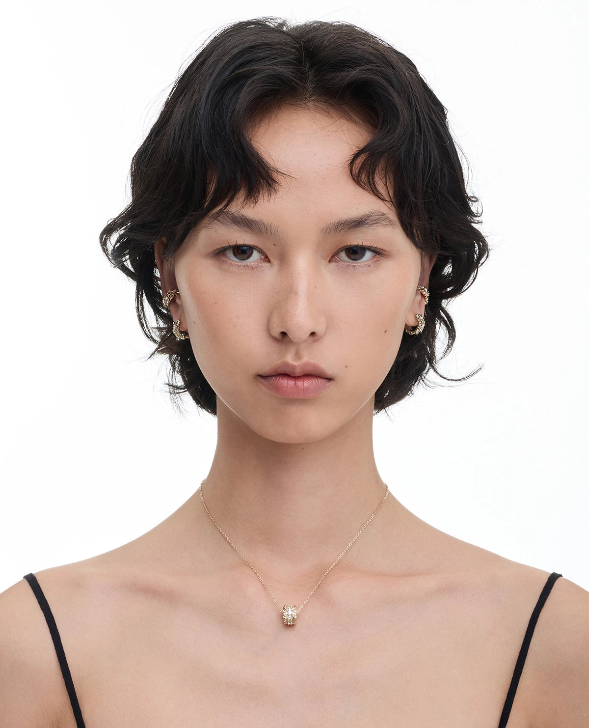 Iris Flower Square Pendant Minimal Necklace