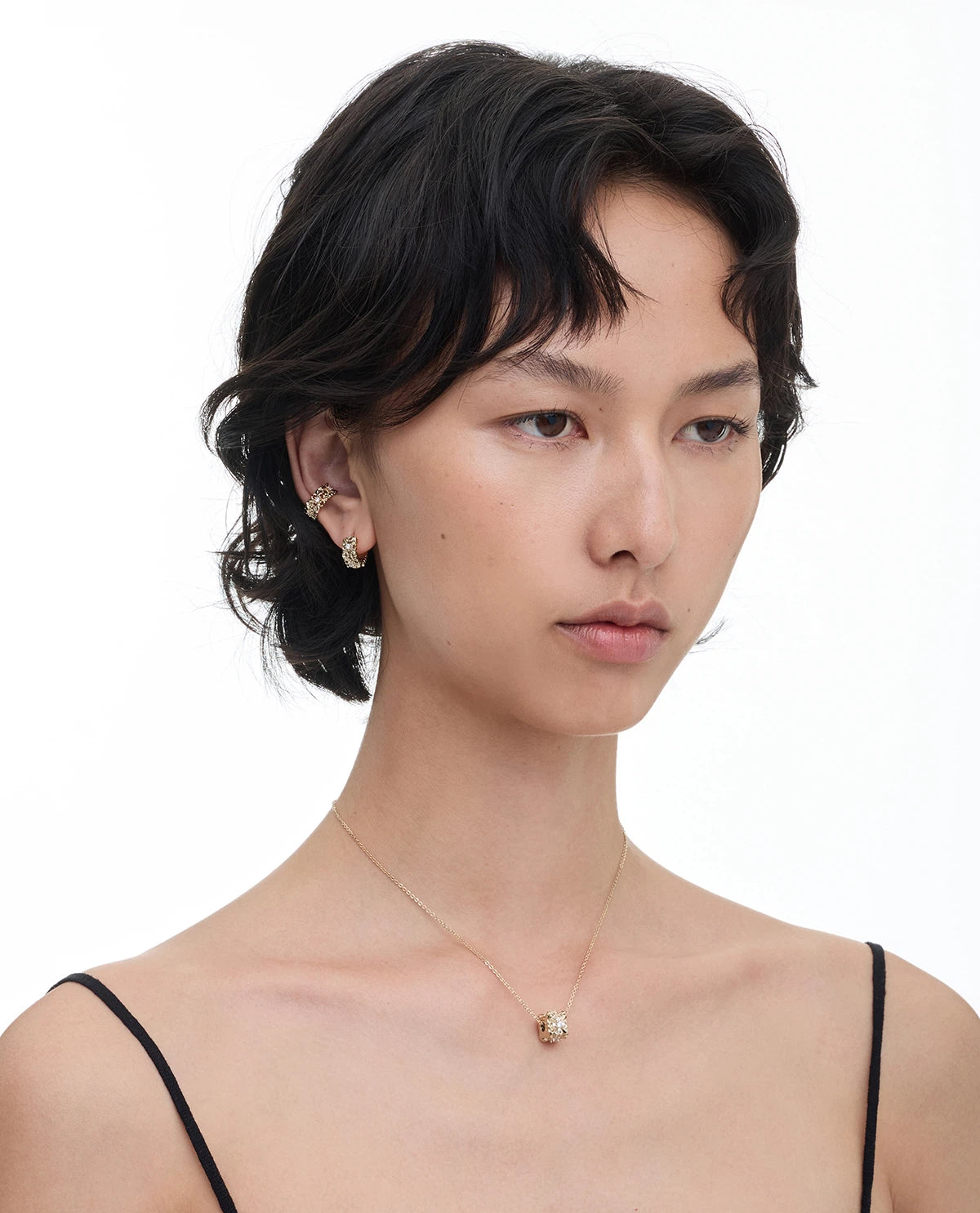 Iris Flower Square Pendant Minimal Necklace