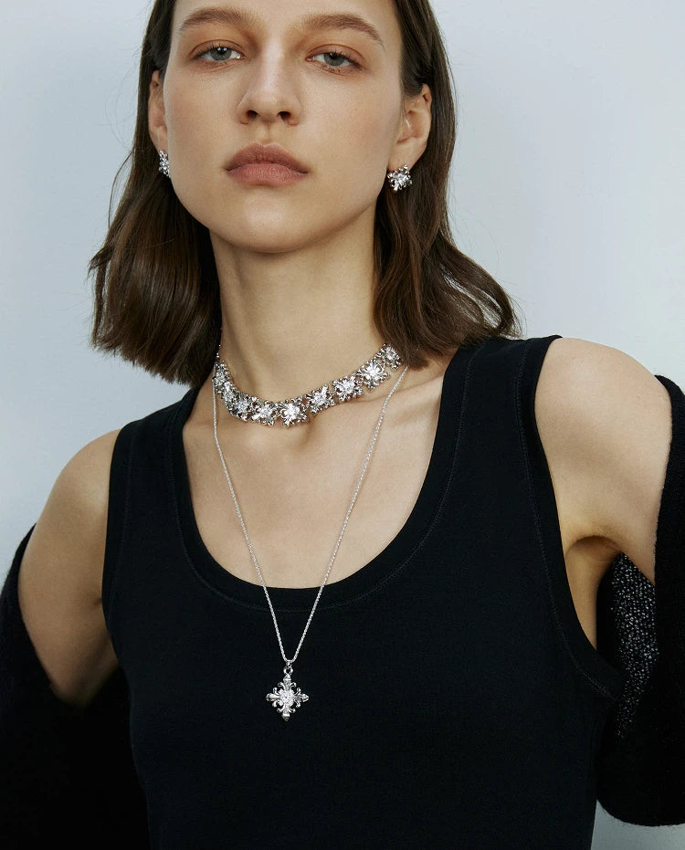 Long Iris Minimalist Chain Necklace
