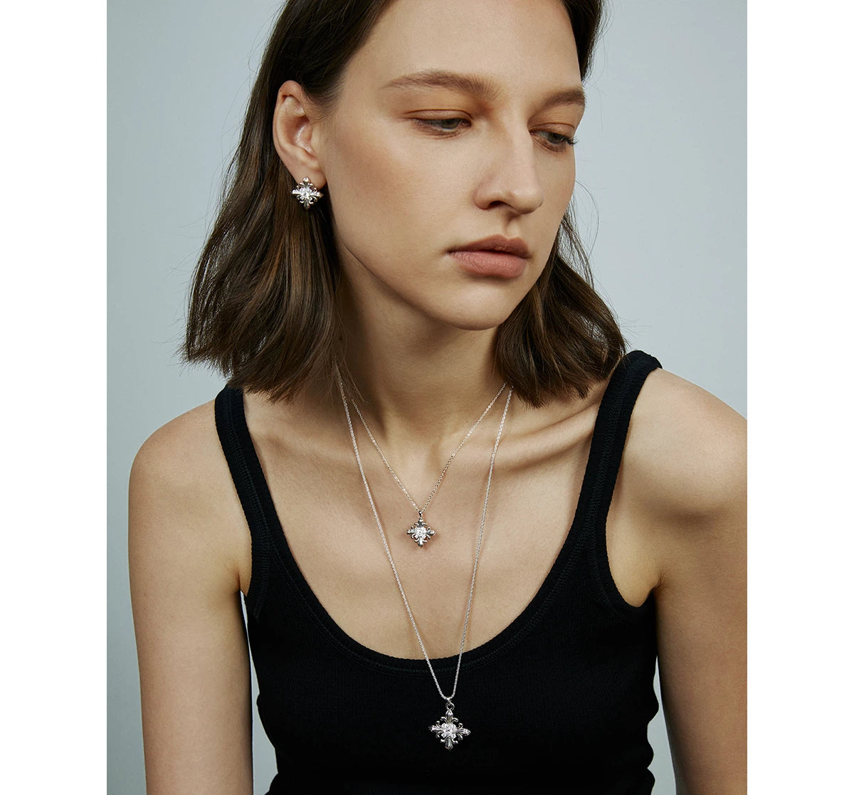 Long Iris Minimalist Chain Necklace