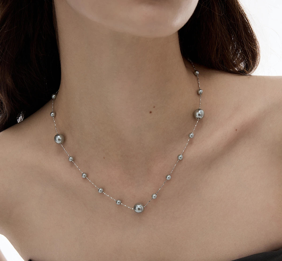 Layered Starlight Pearl Sweater Necklace