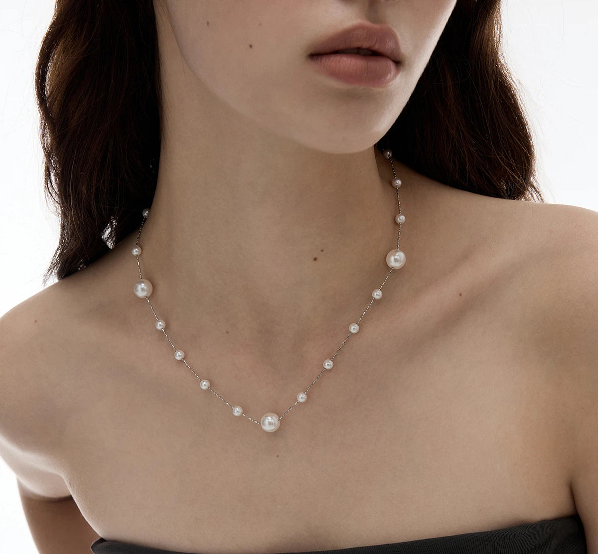 Layered Starlight Pearl Sweater Necklace