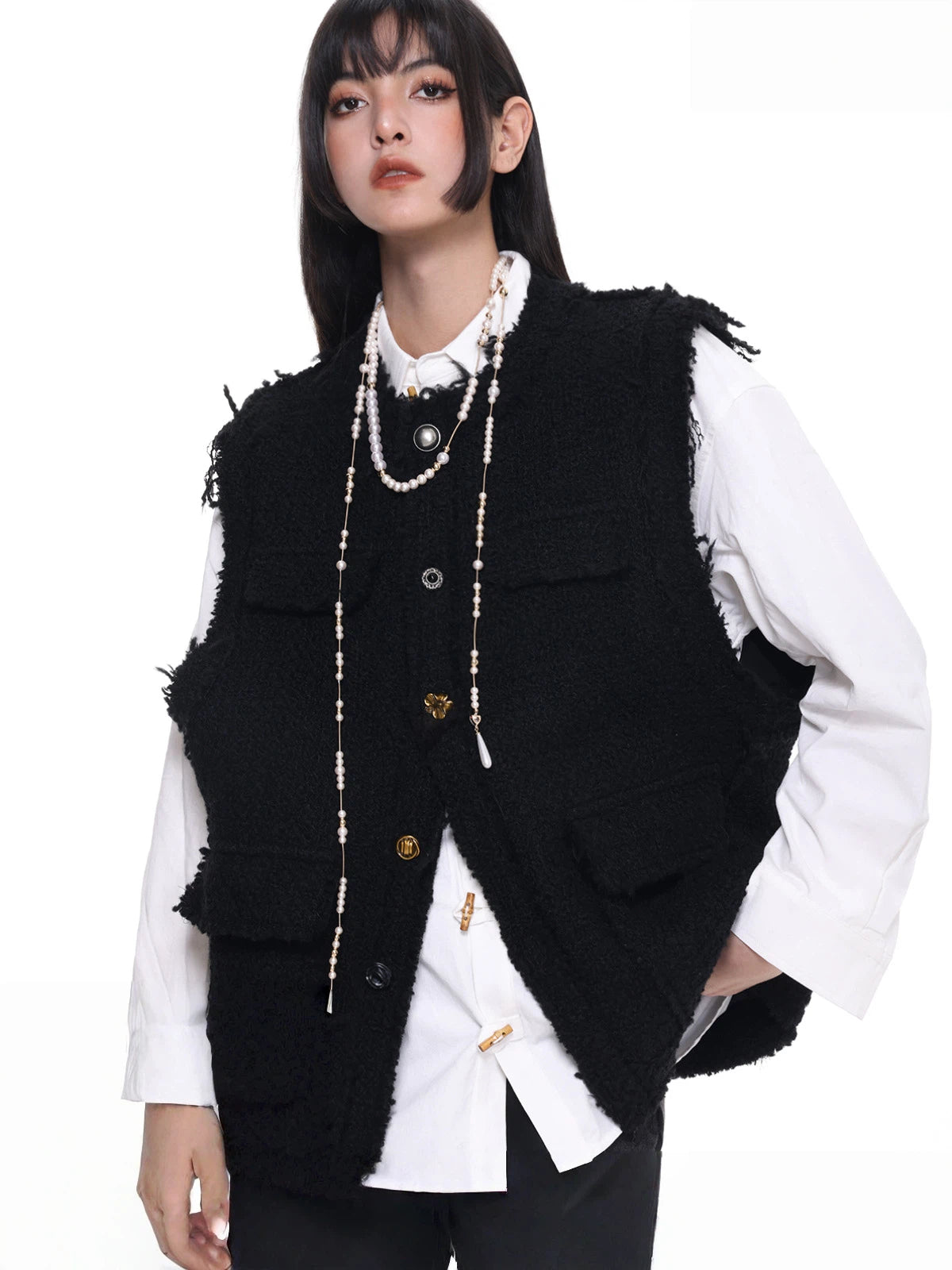 Adjustable Wrapped Broken Pearl Necklace