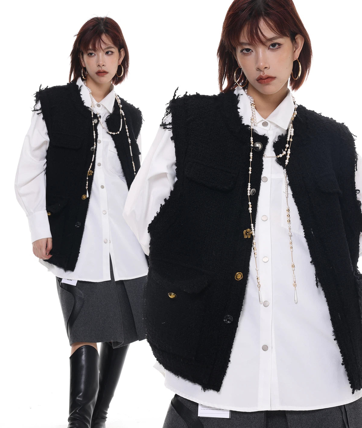 Adjustable Wrapped Broken Pearl Necklace