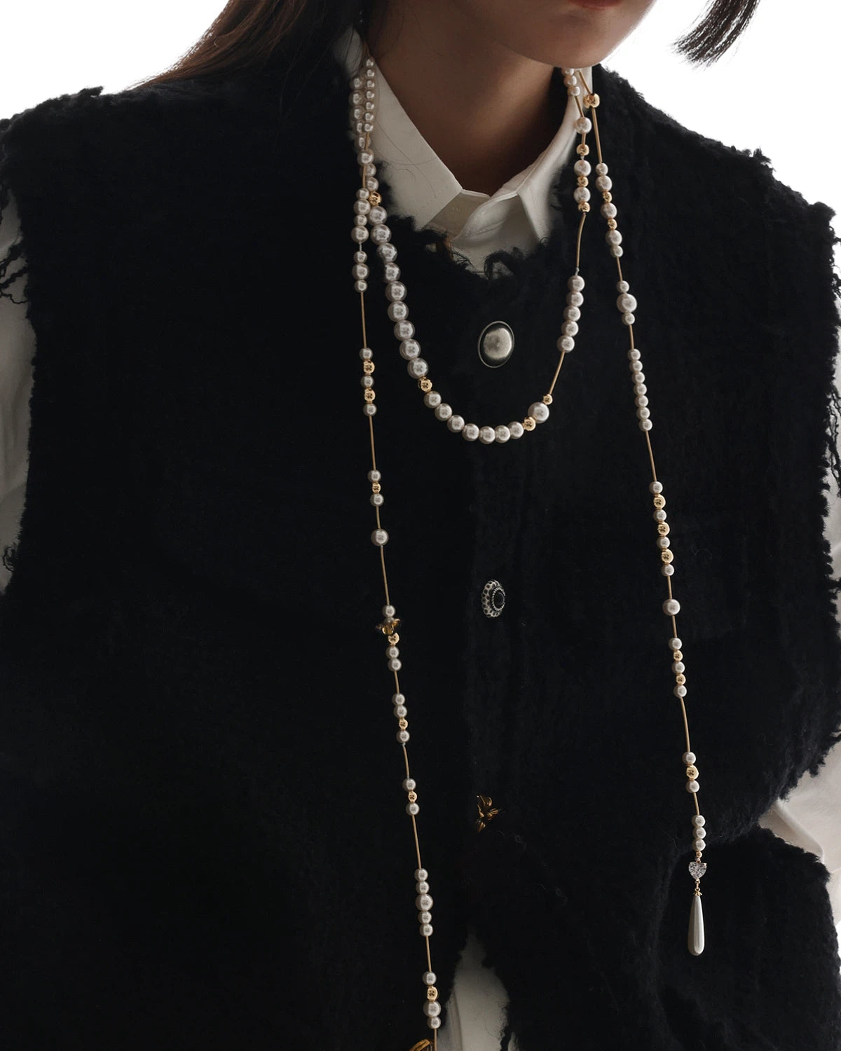 Adjustable Wrapped Broken Pearl Necklace