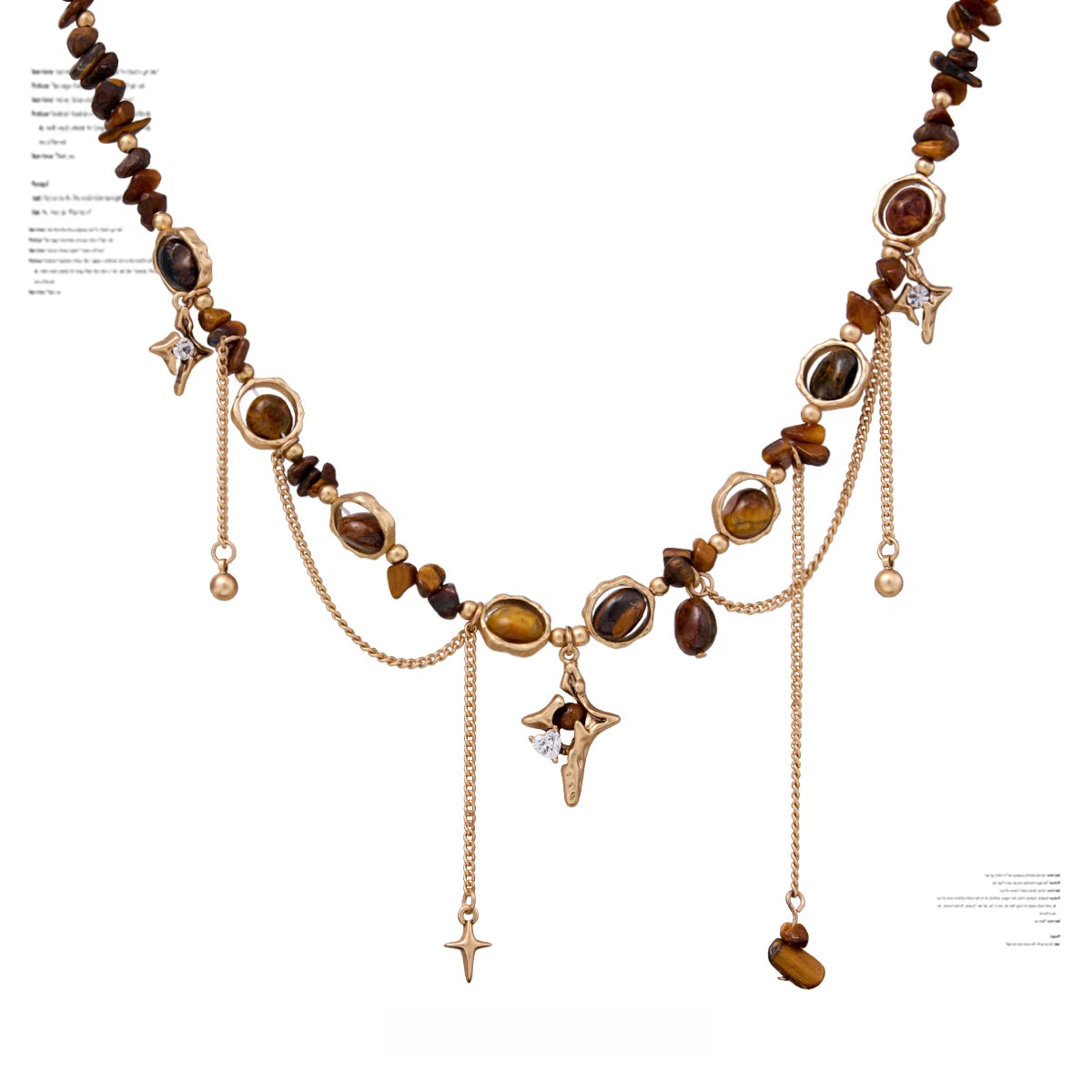Beaded Tiger Eye Star Tassel Necklace