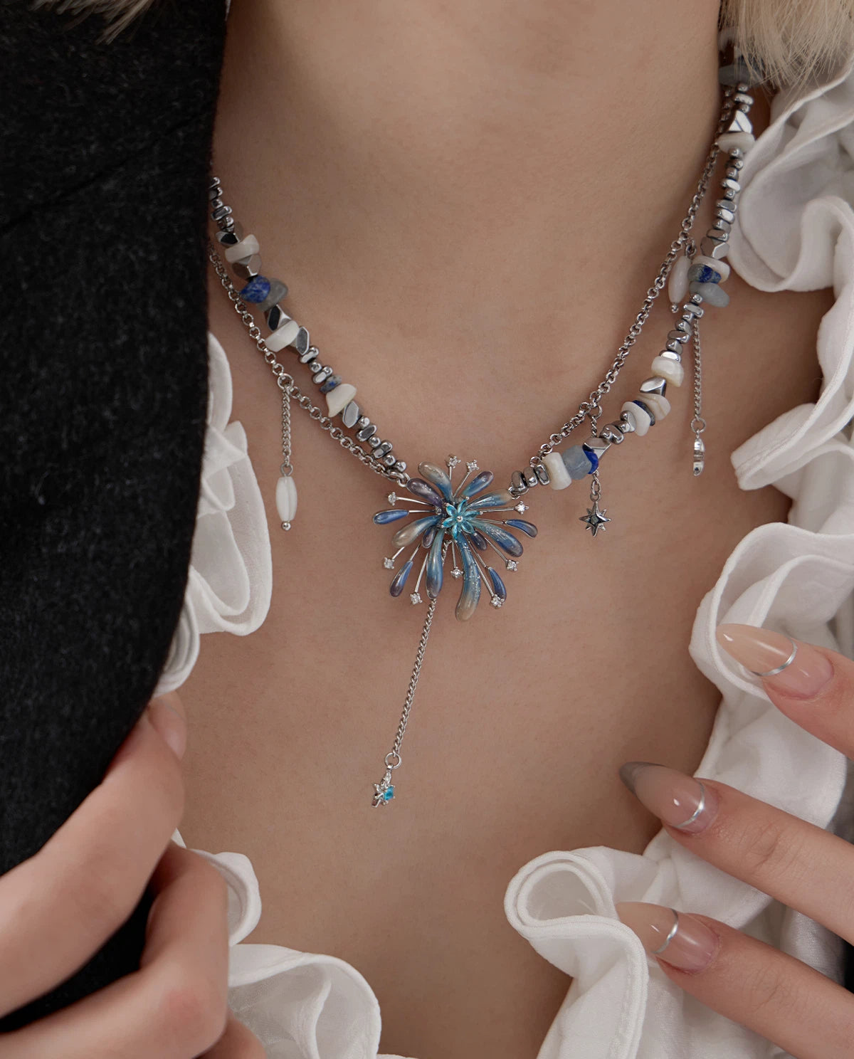 Handmade Gradient Beaded Tassel Necklace