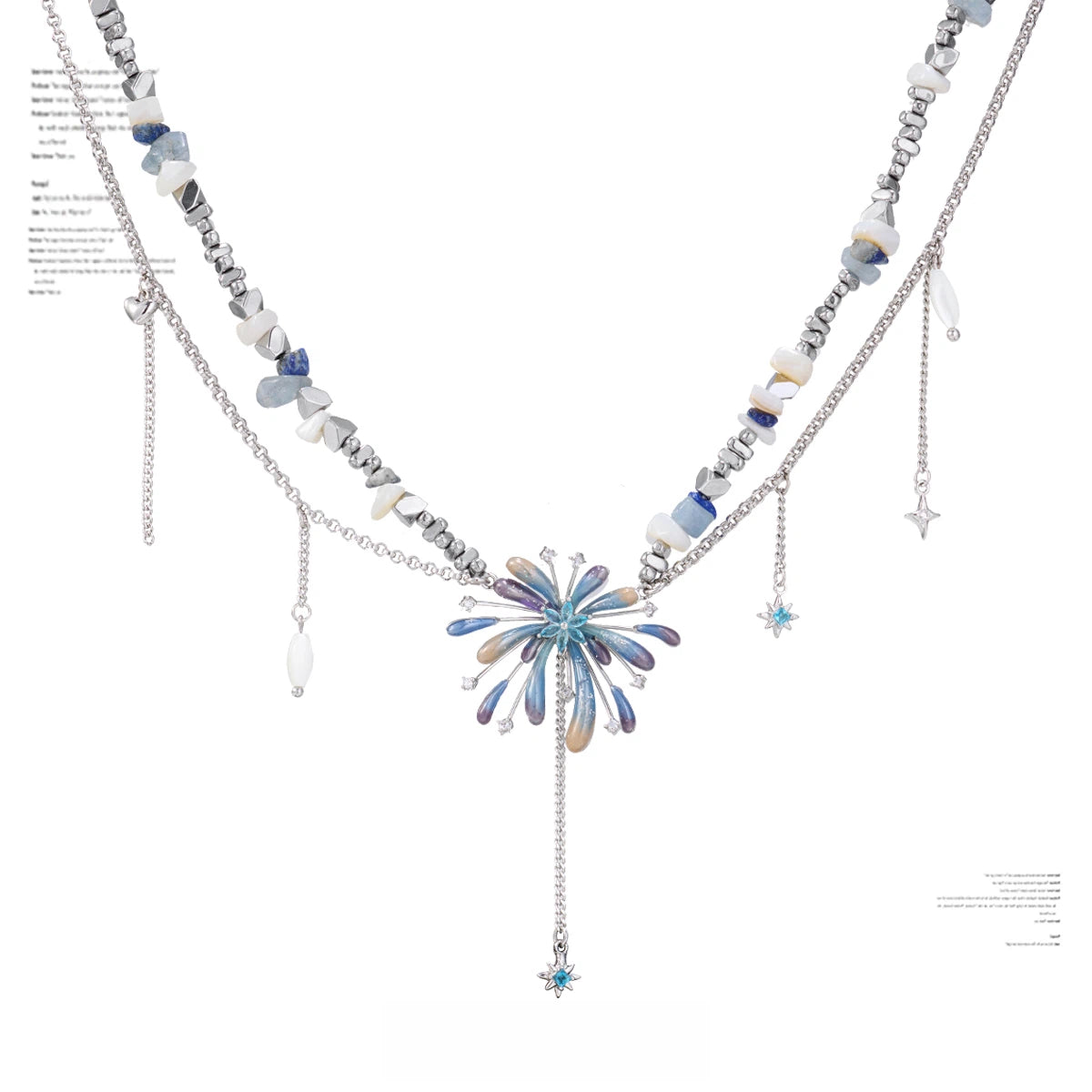 Handmade Gradient Beaded Tassel Necklace