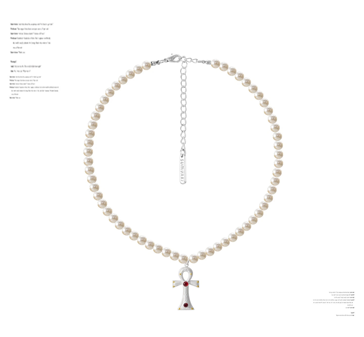 Ankh Cross Pearl Necklace