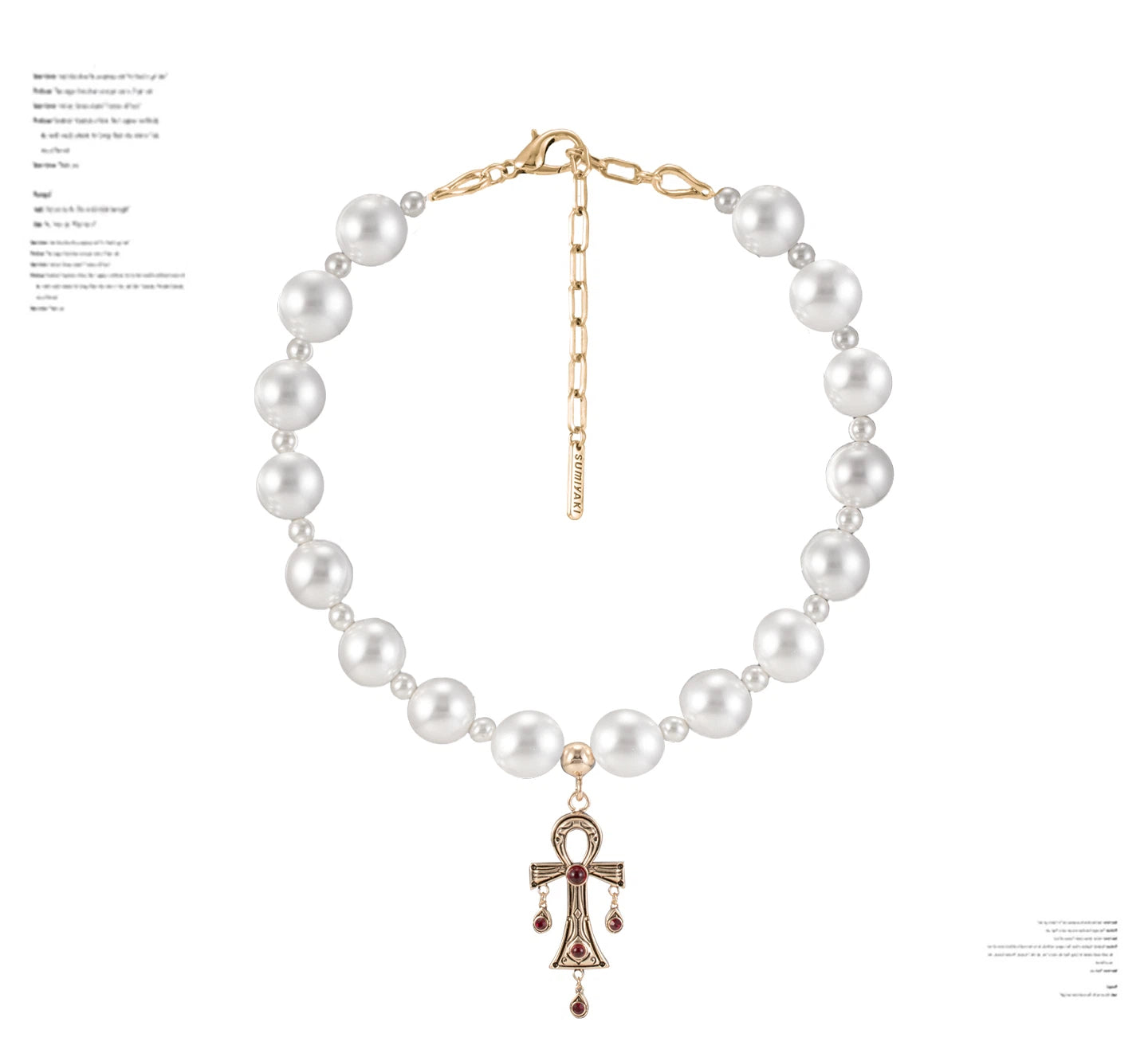 Pearl Ankh Pendant Necklace