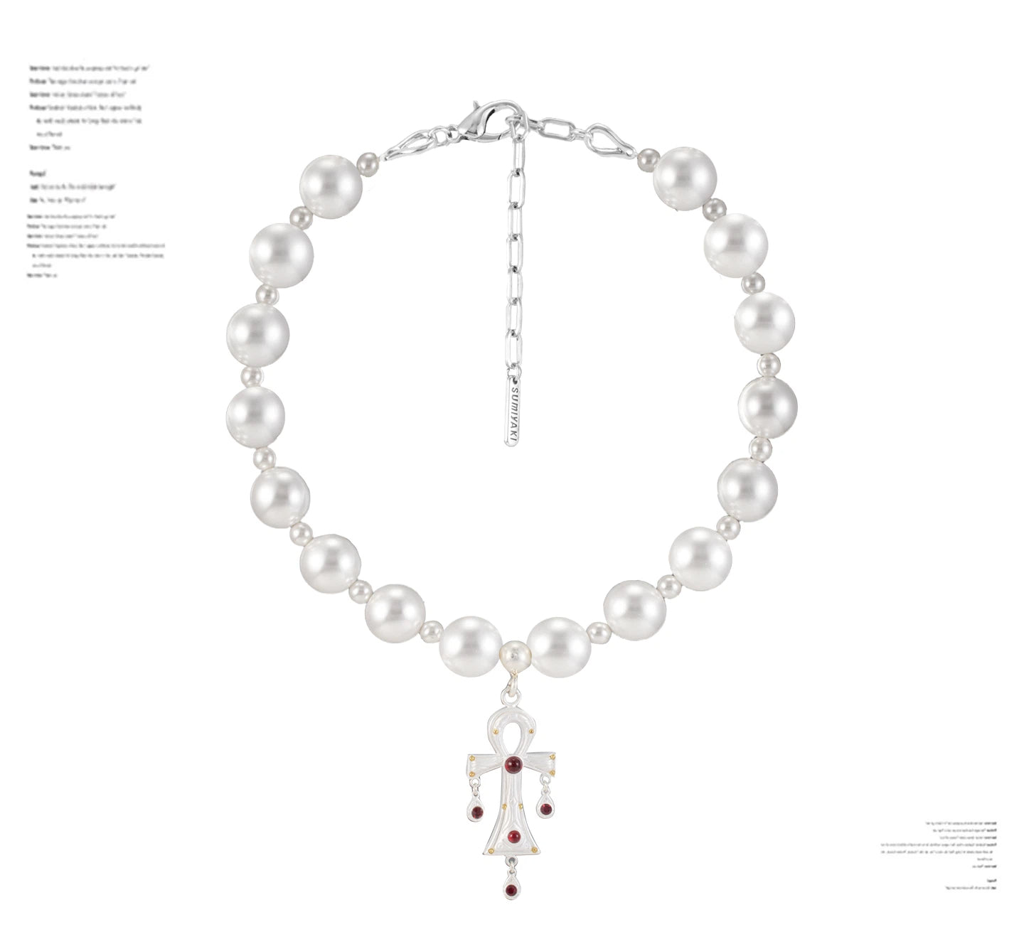 Pearl Ankh Pendant Necklace