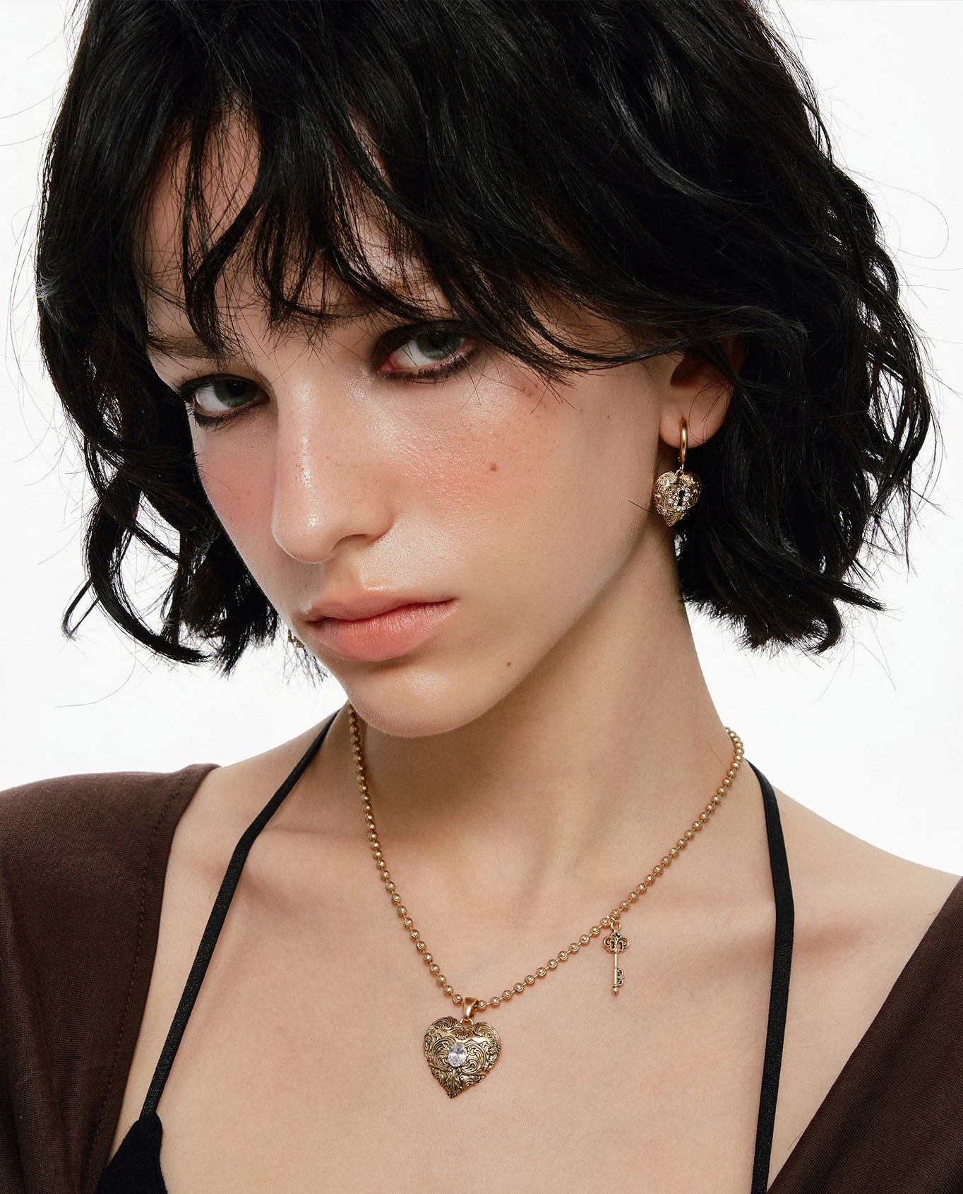 Vintage Embossed Heart Necklace