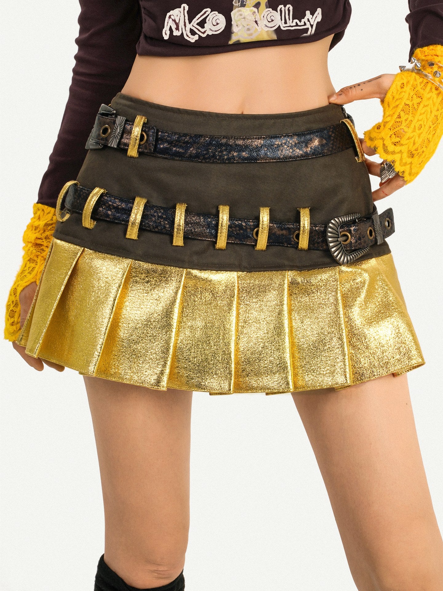 Vintage Lace Patchwork Long-Sleeve Y2K Slim Top Set