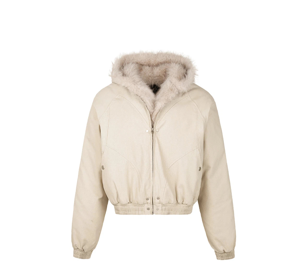 Fur-Collar Hooded Short Puffer Jacket